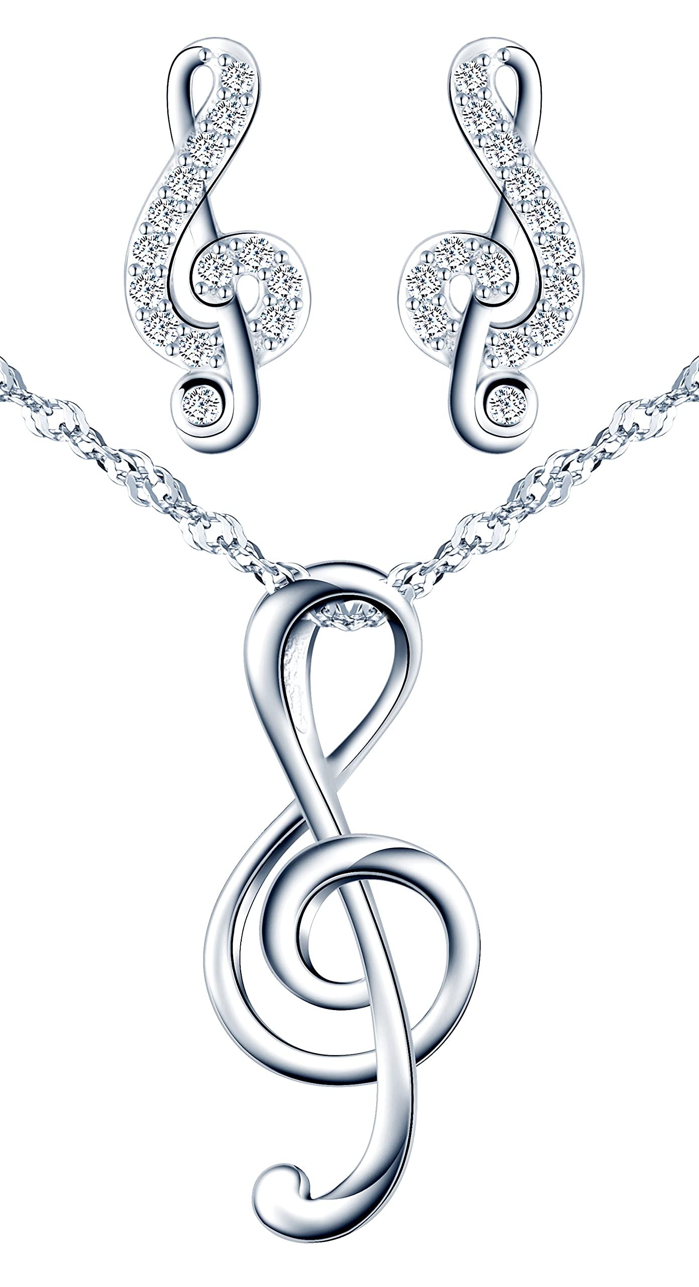Nota Musical Juegos de Joyas para Mujer Plata de Ley 925 Clave de Sol Collar Pendientes Conjuntos para Madre Mamá Abuela Hija Niña Esposa Novia
