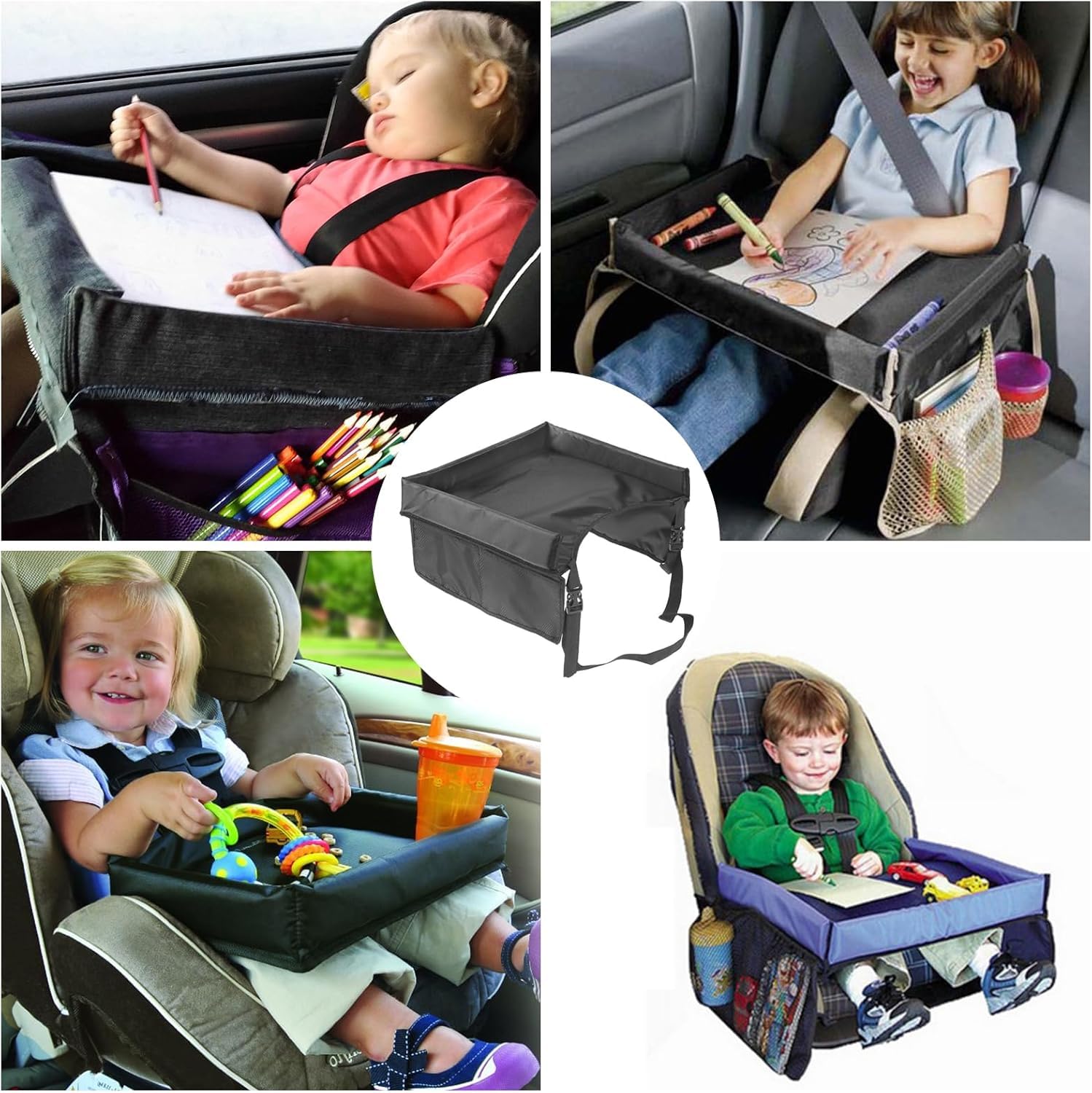 Vassoio da Viaggio,Vassoio da Viaggio Per Bambini Per Seggiolino Auto, Vassoio da Seggiolino, Vassoio di Viaggio per Auto, Vassoi Per Auto Per Bambini, per Bambini, Auto, Vassoio, Passeggino,Nero