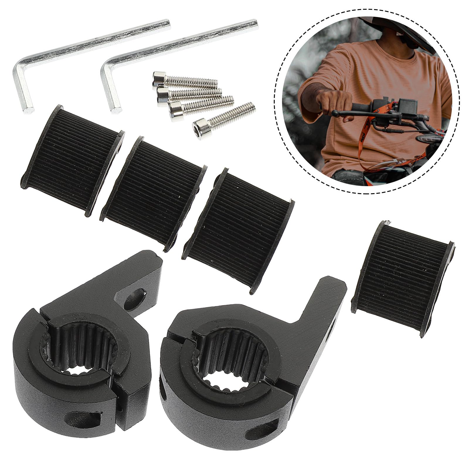 iplusmile Supporto per Luci Moto 20-30Mm Morsetto Clip Antiscivolo in Gomma per Manubrio e Fari Moto Accessori Fuoristrada Off Road