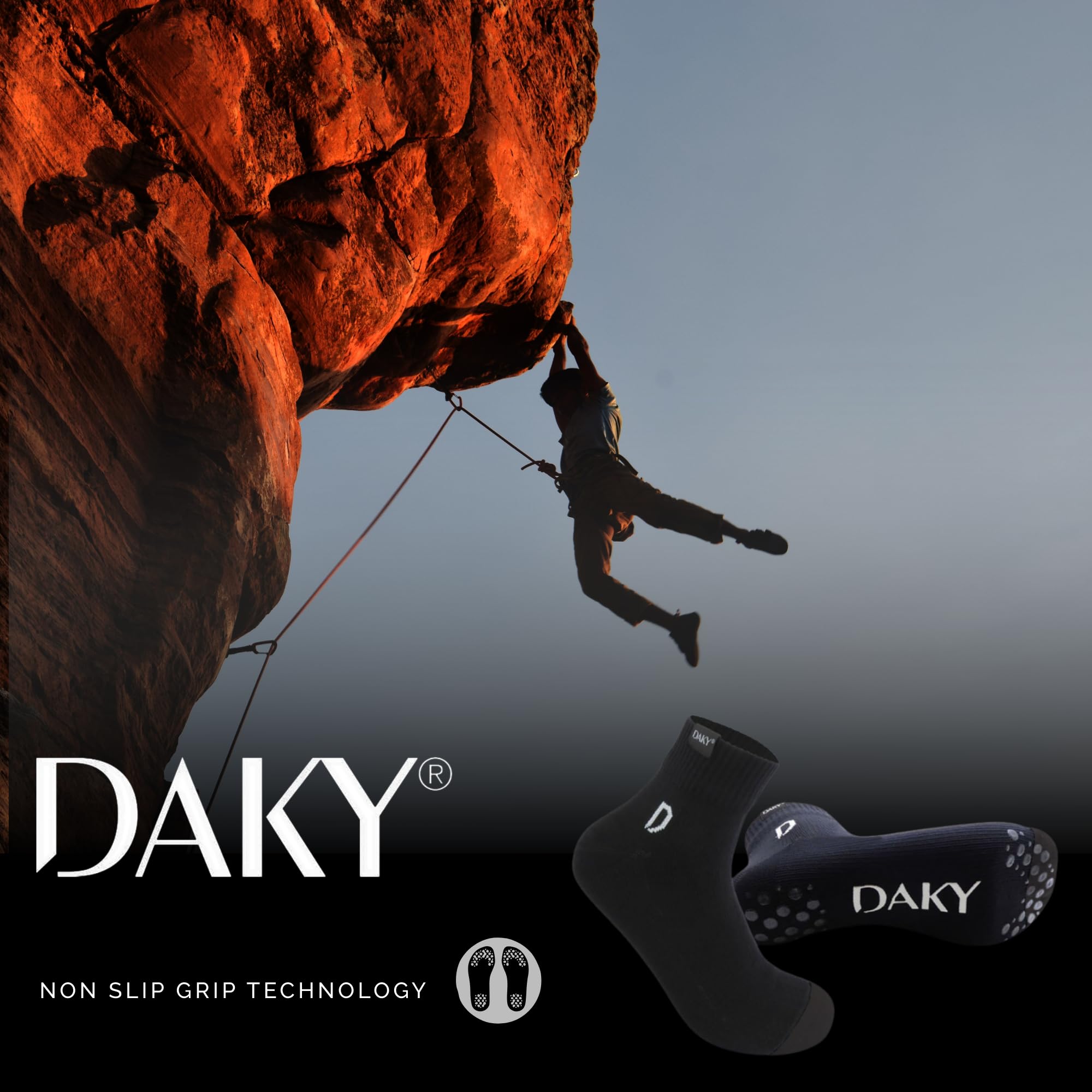 DAKY Waterproof Socks for Men Women - Breathable Black Waterproof Socks for Cyling, Golf, Camping, Running, Outdoor Socks - Over-Ankle