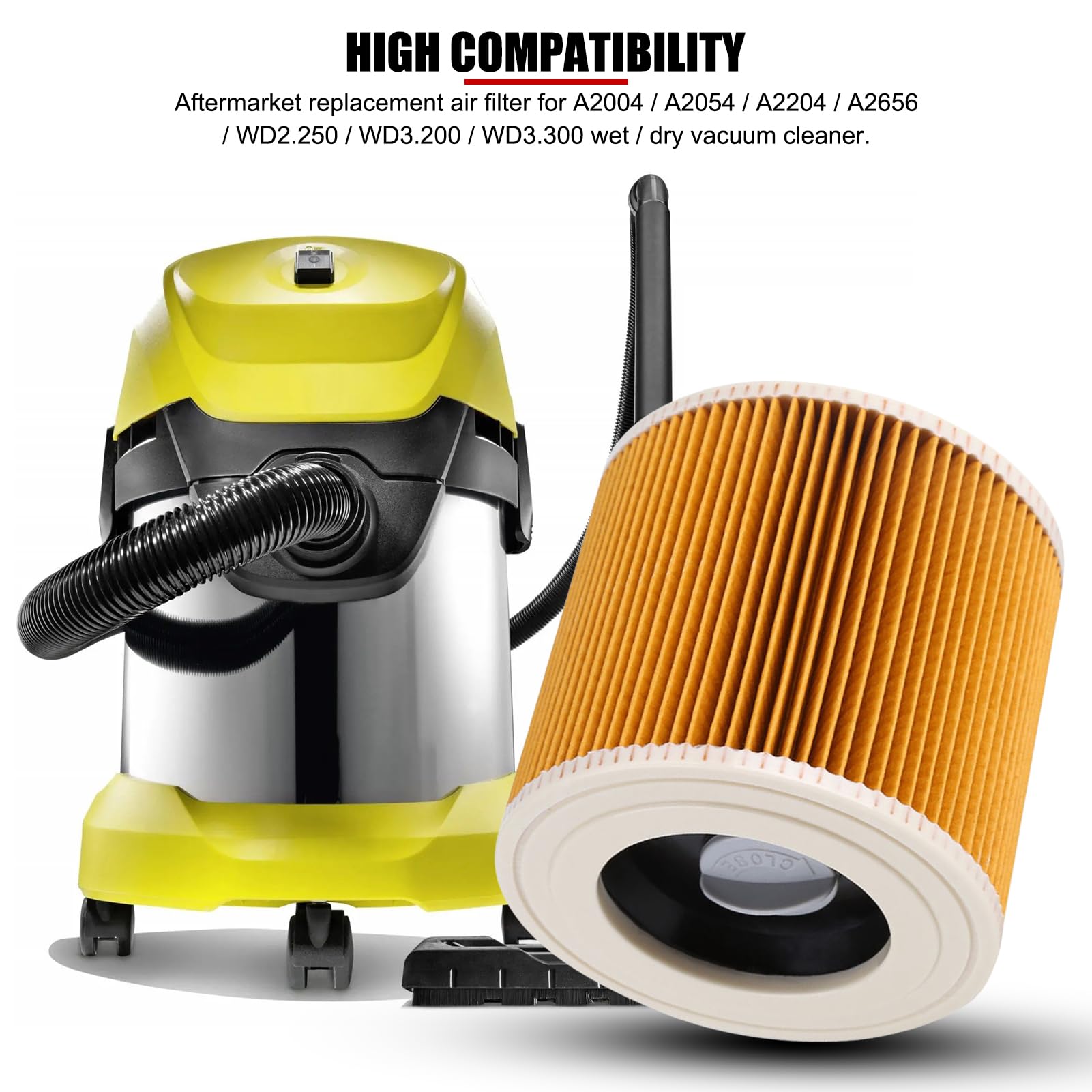 Cartuccia filtro per aspirapolvere Karcher A2004 A2054 A2204 A2656 WD2.250 WD3.200 WD3.30