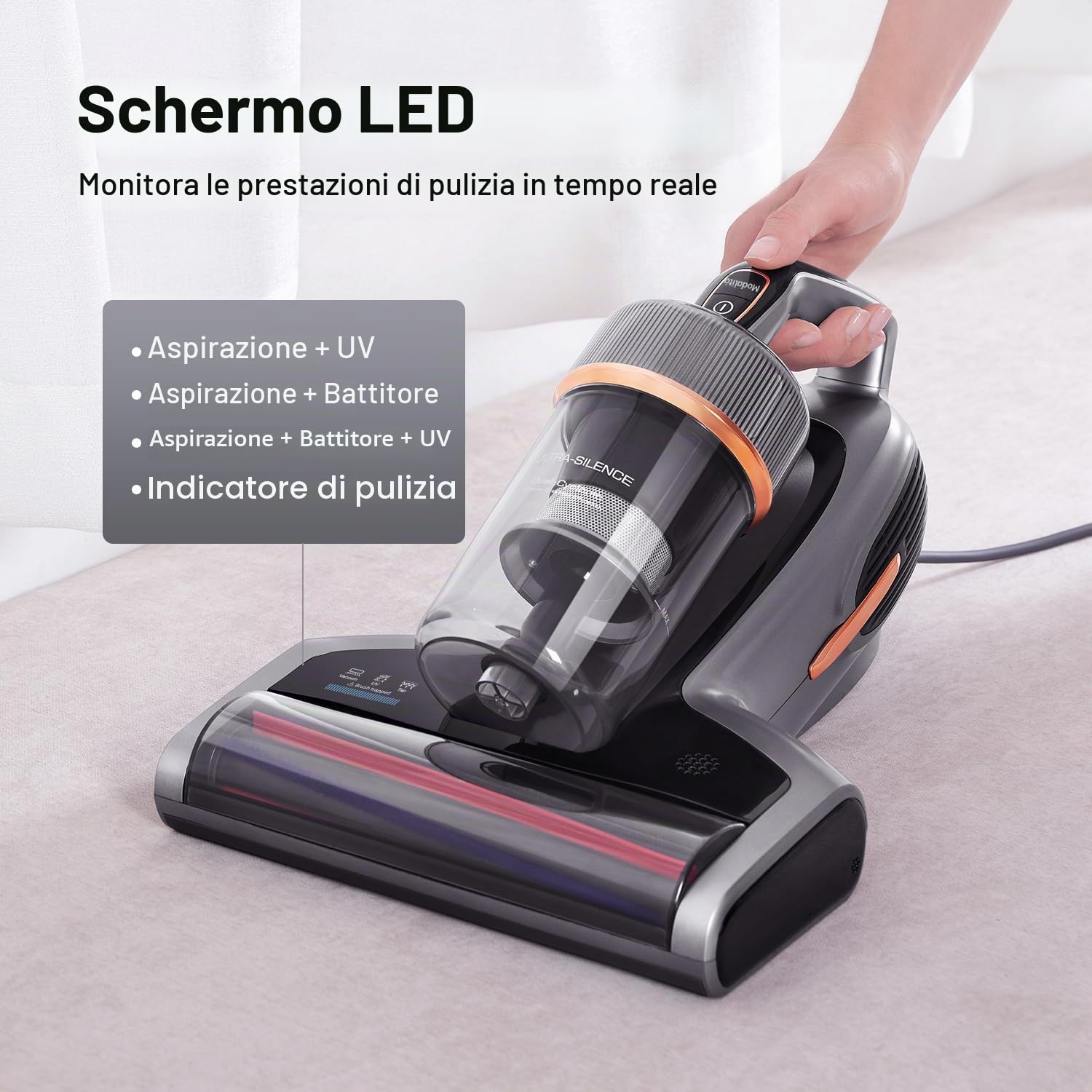 Jimmy BX7 Pro Aspirapolvere antiacaro, 700 W 16 Kpa Potenza, con Sterilizzazione UV e Ultrasuoni, Sensore Intelligente di Sporcizia, Filtrazione Dual-Cyclonic