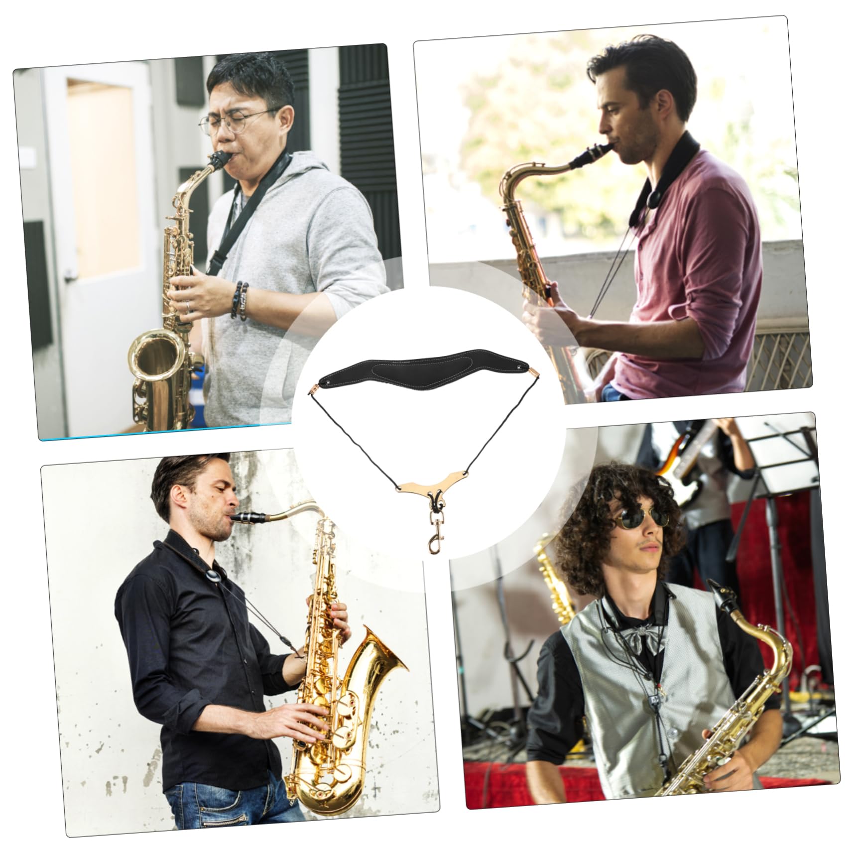 Toddmomy Saxophone Neck Harness Tenor Saxophone Harness Padded Sax Strap Metal Swivel Snap Hook Adjustable Length for Clarinet Oboe