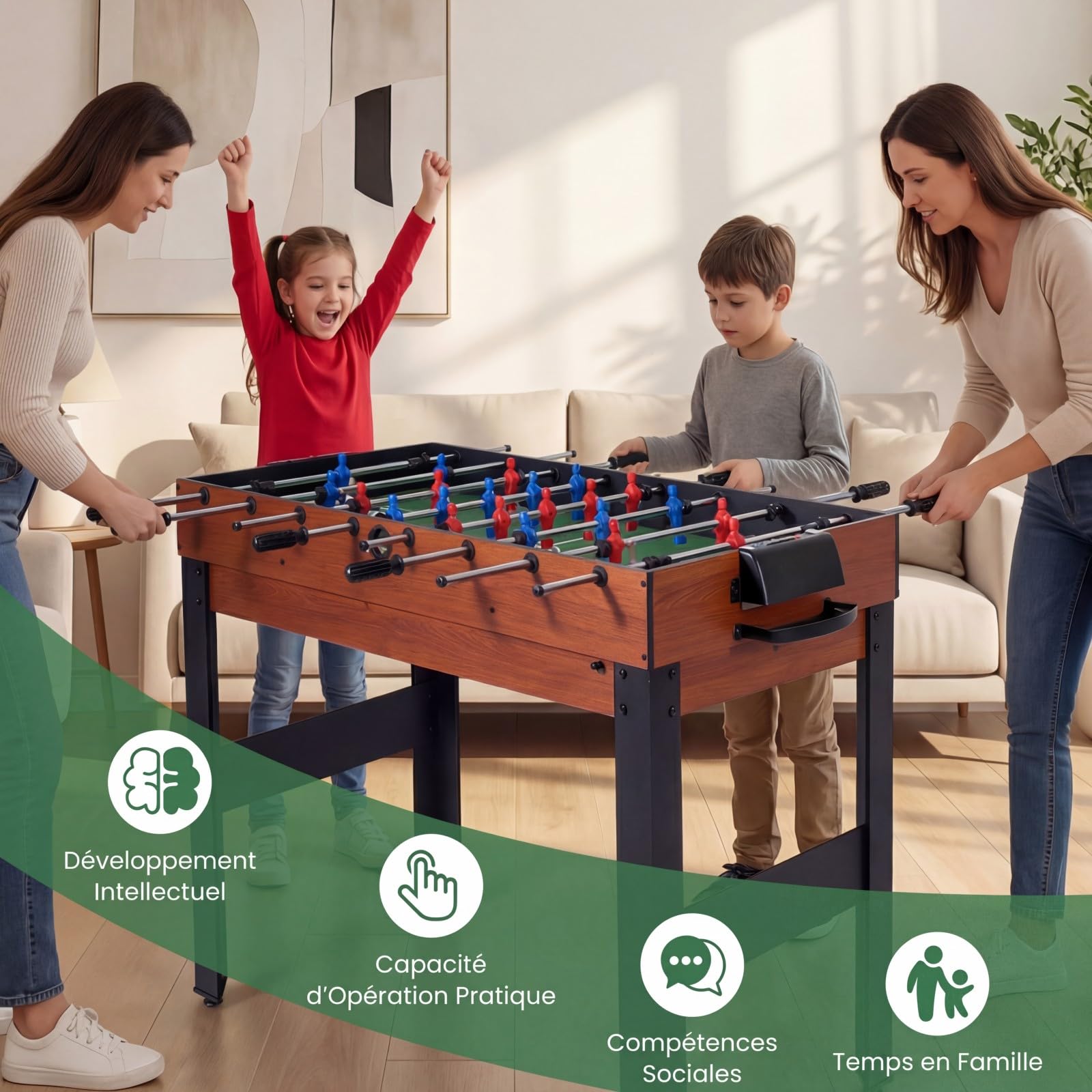 COSTWAY 14 en 1 Baby-Foot avec Billard & Hockey & Bowling & Basket-Ball, Table de Jeu avec Pieds Réglables & Plateau Convertible, Jouets pour Fête, Bar, Salle de Jeux, 109 x 58 x 152 cm