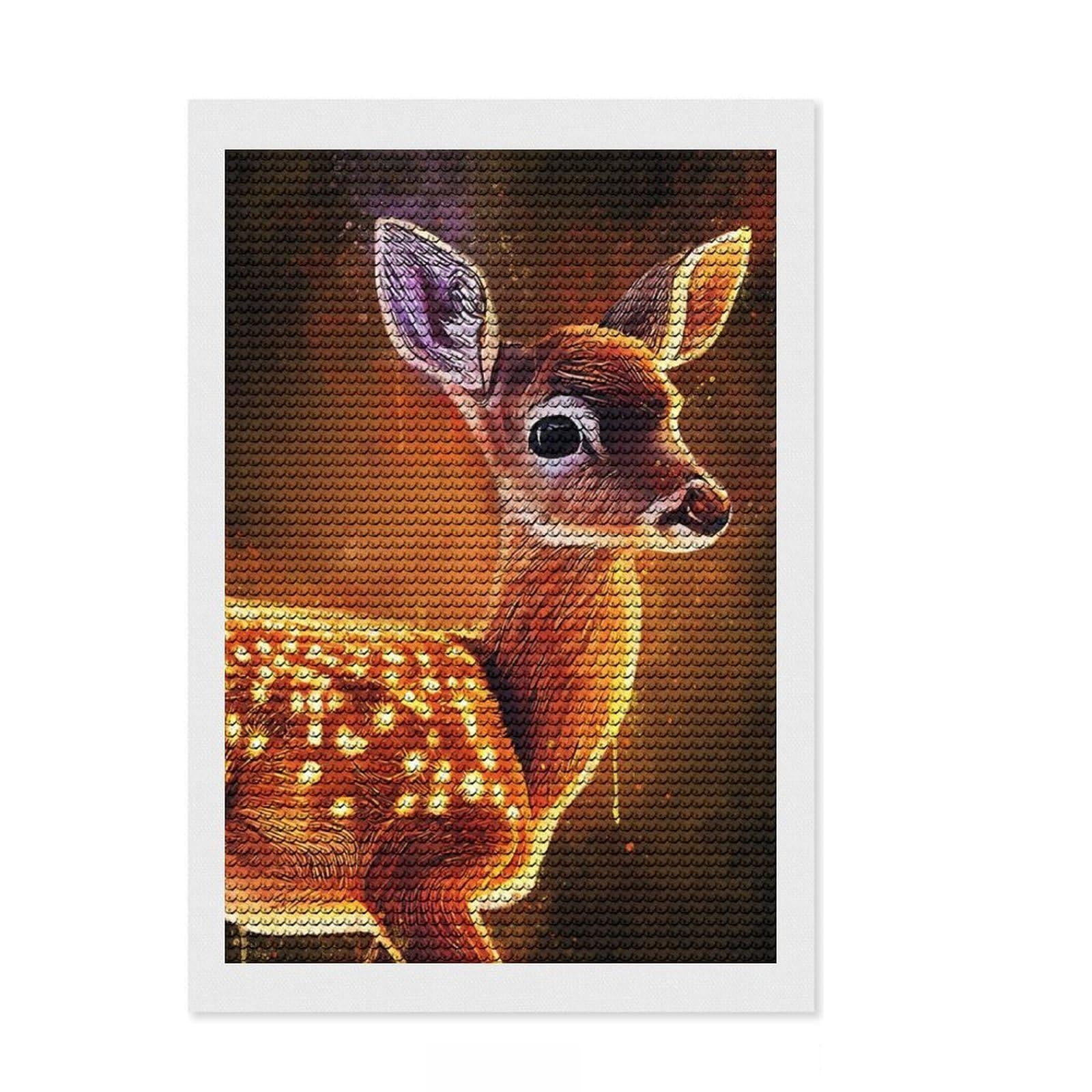 Junmoney Splatter Deer DIY Diamond Art Canvas Kit 8"x12", Fun Craft Experience, Good for Quiet Evenings, Cosy Home Accent, Gift Idea