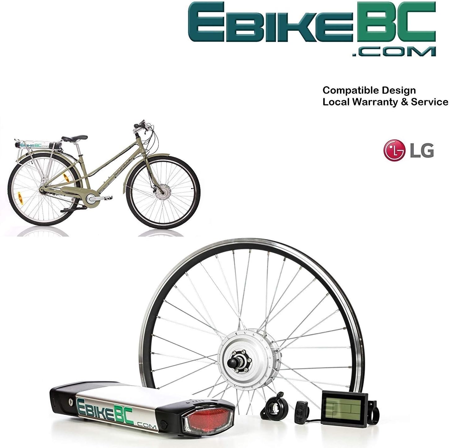 Ebike KIT 500WElectric Bicycle E Bike Complete Conversion Pedal Assist DIY KIT Front Hub Motor, Battery Li-Ion Street Legal 40km/h LCD Display, Battery Rack, 26/27.5/28/29/700C Rim Sizes