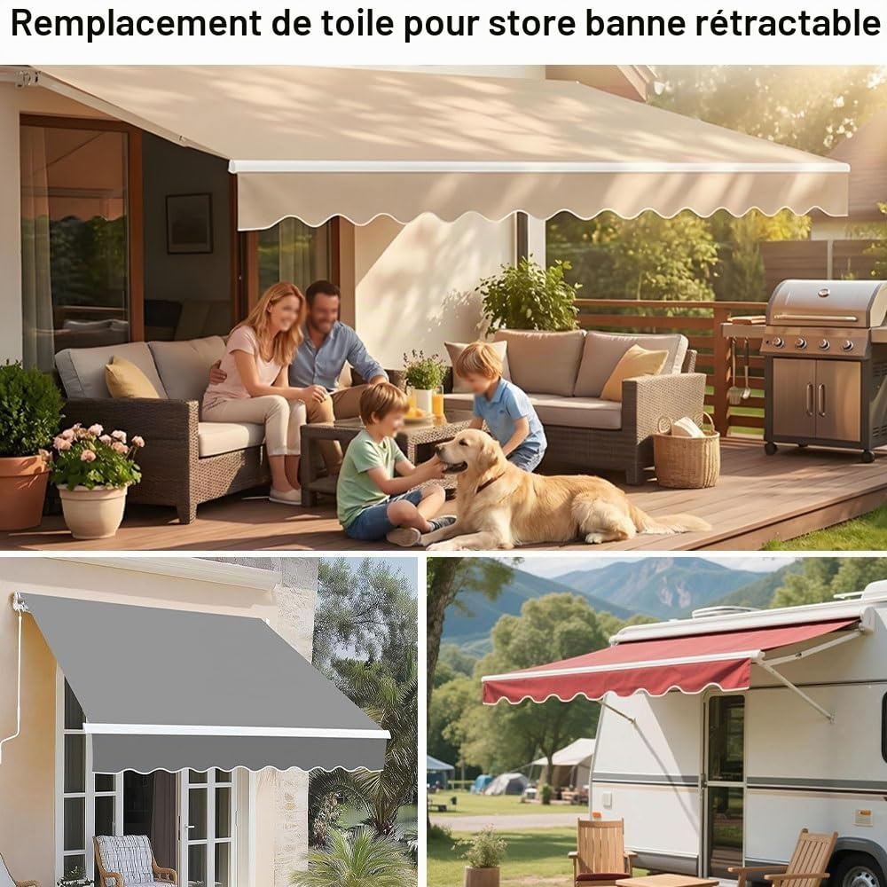 Toile De Store Banne Manuel Rétractable, 3x2m 5x3.0m Tissu De Remplacement pour Auvent pour Terrasse, Couverture D'auvent pour Pare-Soleil Imperméable(Red,3.5x2.5m/11.5x8ft)