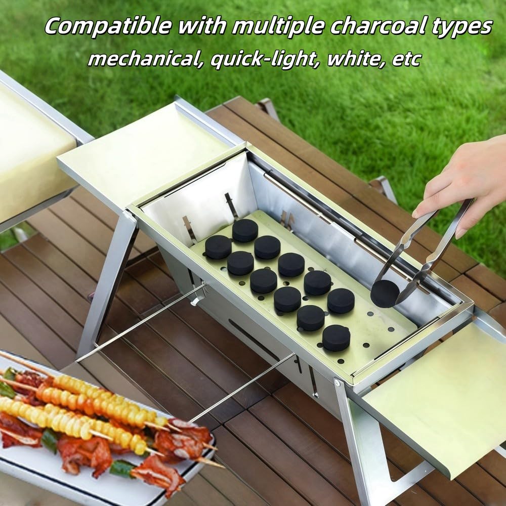 Parrilla de carbón Protable pequeña para exteriores: parrilla de carbón plegable Mini BBQ para acampar (paquete de 2) 4