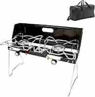 コンパクトバーベキューコンロ 2バーナー Amazon | バーベキューコンロ アウトドア用 OD缶 強火力7kW 2口