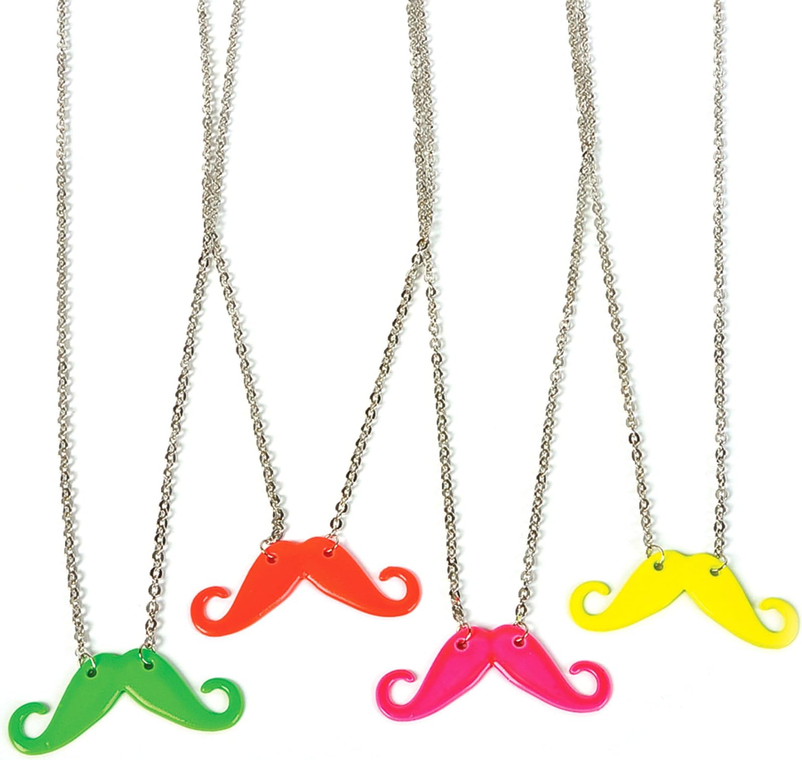 Rhode Island Novelty Neon Moustache Necklace One Size