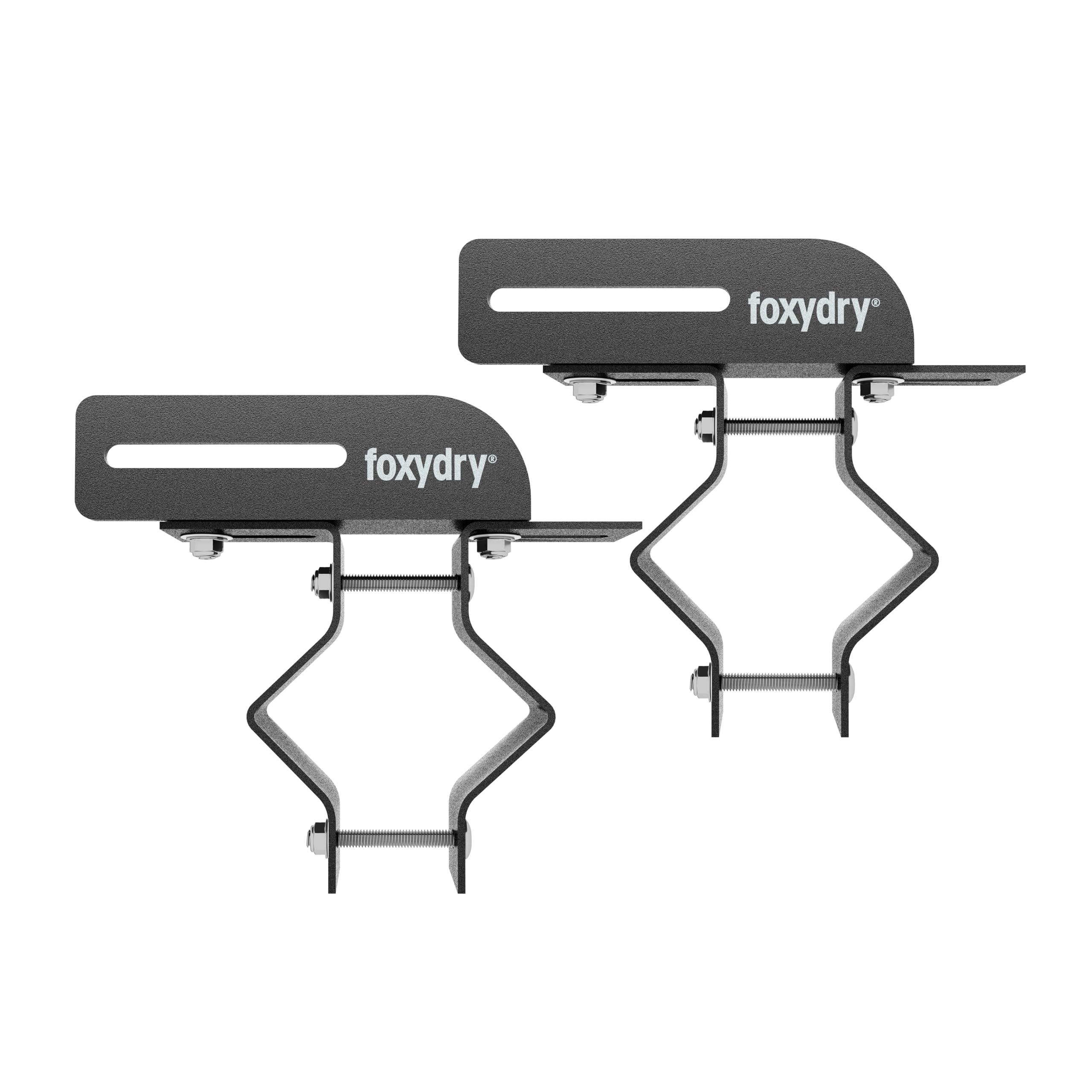 Foxydry Aluminium & Stainless Steel Round Railing Adapters - Kit for Round Railings 40-65mm - Clothing Airer Support - Rustproof & Weather Resistant - Wall Mount - Anthracite