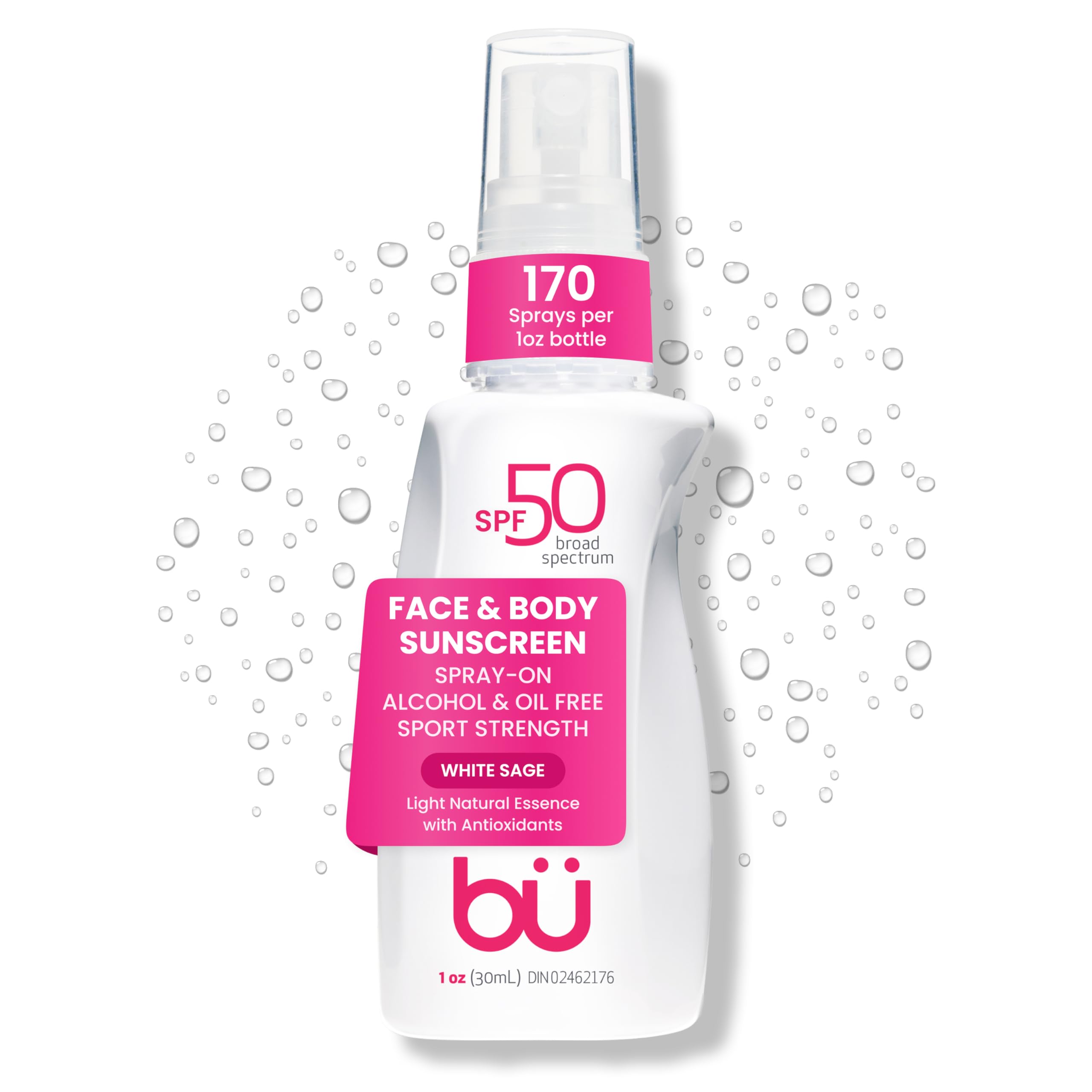 BU SPF 50 Sunscreen Spray for Face and Body TSA Travel Size Sunscreen Clear Non Greasy Water Resistant