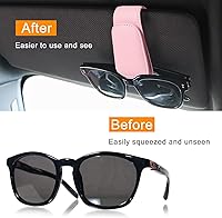 Vista 3 de PUPOUSE Paquete de 2 soportes para lentes de sol para automóvil, clip magnético de cuero para lentes de sol para visera de automóvil, clip