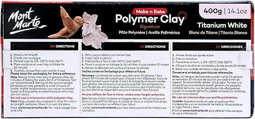 Miniatura 6 de Mont Marte Make n Bake - Arcilla polimérica (14.11 oz), color blanco titanio