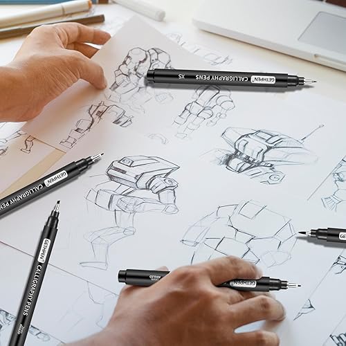 Miniatura 4 de Bolígrafo de caligrafía de 10 tamaños  Juego de bolígrafos de caligrafía de mano para principiantes, dibujo artístico y tarjetas de felicitación