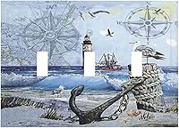 Vista 99 de Interruptor de Luz Cove Silla de Playa Paisaje Marino Océano Azul Placa de Pared de 3 Posiciones Placa de Interruptor de Luz Triple Palanca Costera