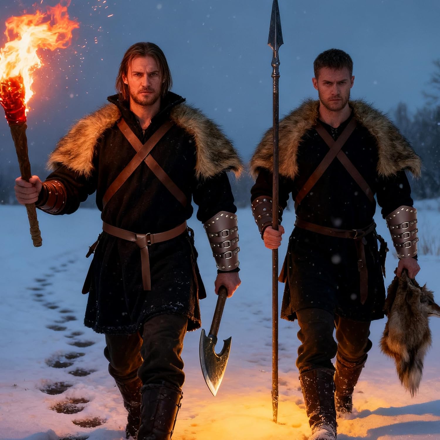 Viking Fur Shawl Costume Viking Warrior Accessories Viking Costume Medieval Costume Renaissance Halloween Cosplay Brown - Image 6