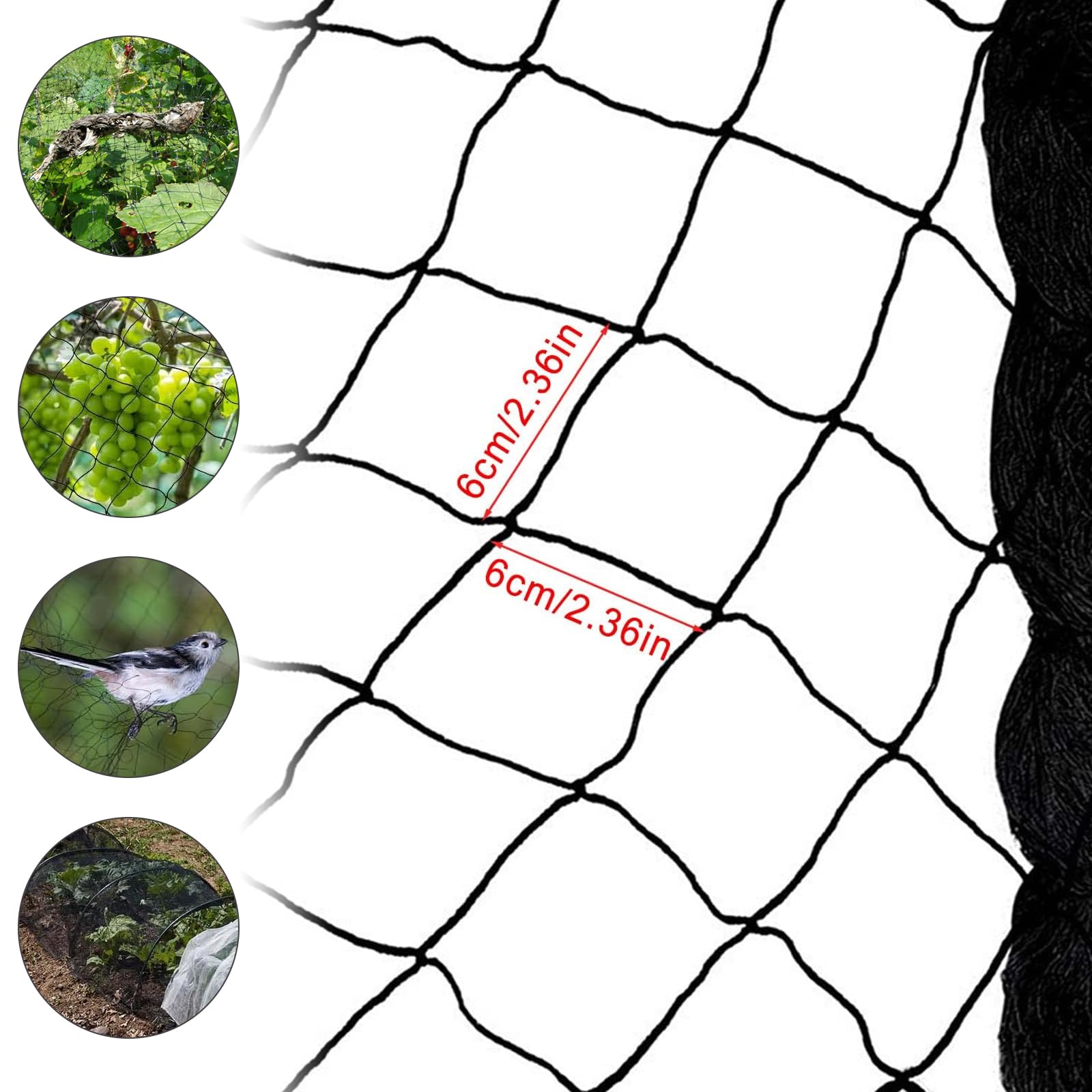 Filet Protection Oiseaux 5x15m - Maille 60mm - Anti-pigeons, Protection Potager Et Fruits - Réutilisable Et UV