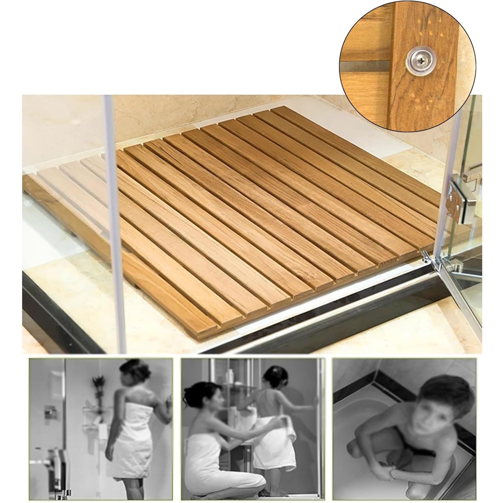 Alfombrilla De Listones For Bañera, Piscina Al Aire Libre, Accesorios De Baño De Madera, Alfombrilla For Uso Interior Y Exterior(40x70cm)