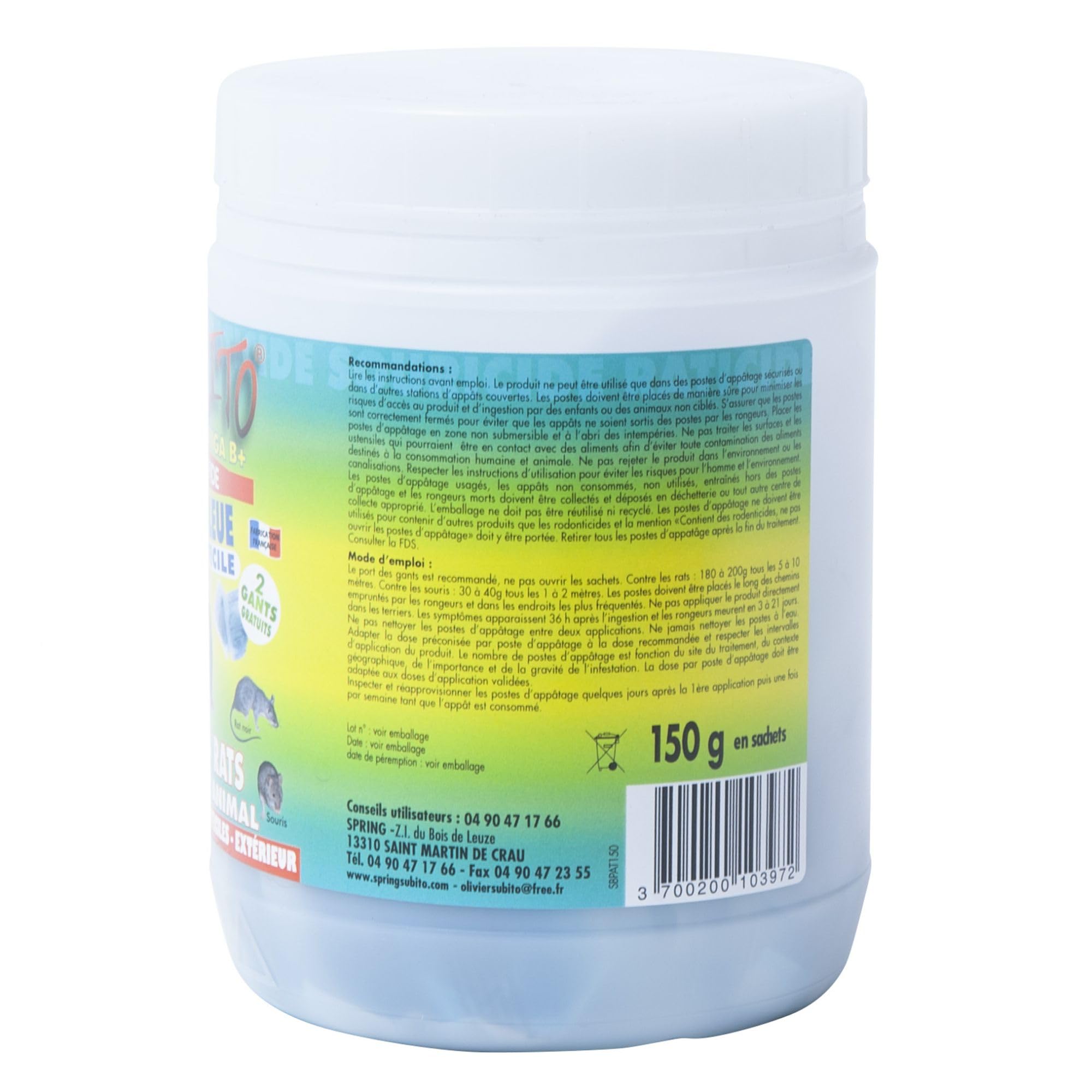 Subito SOURICIDE APPATS Pate Bleue 10G Pot 150G