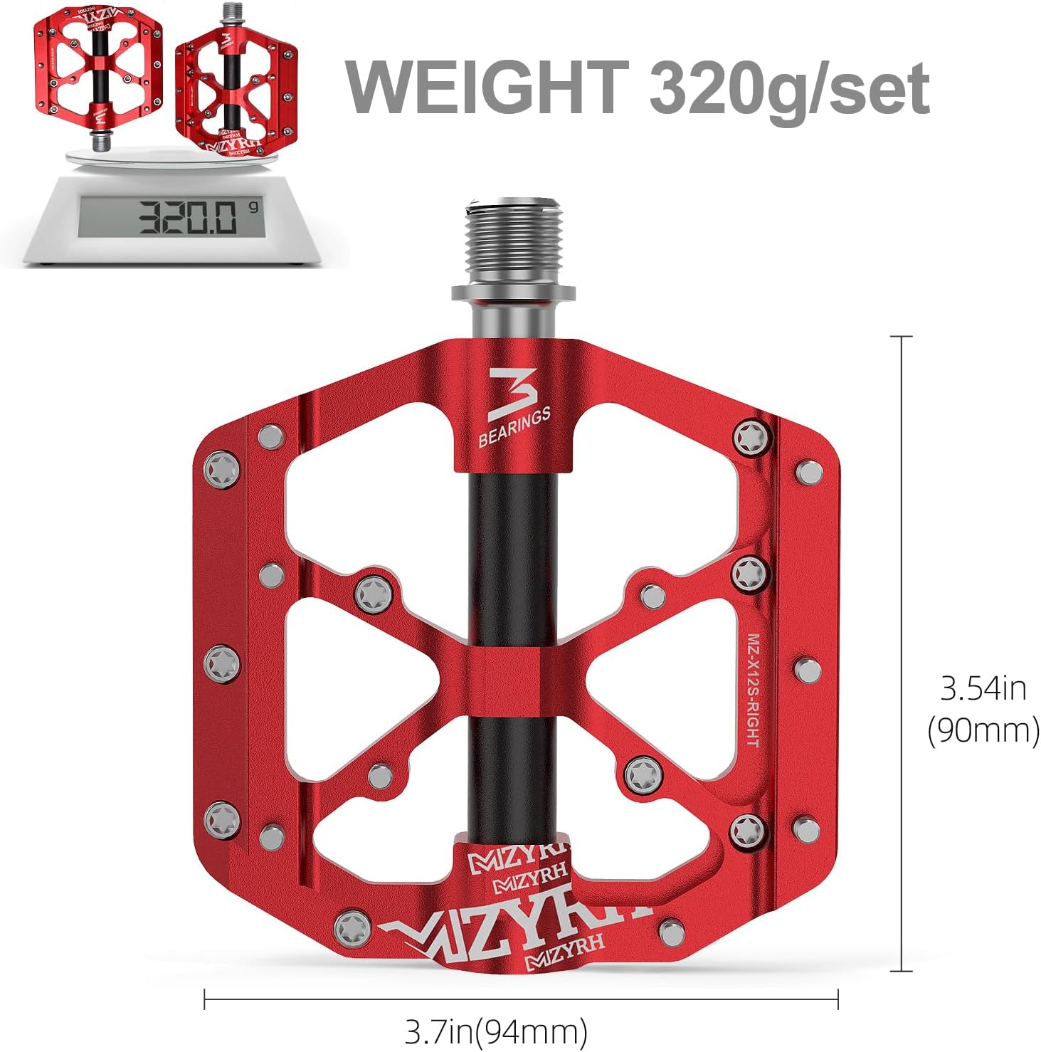 MZYRH Road/Mountain Bike Pedals,Lightweight 3 Bearings Bicycle Pedals,9/16” Aluminum Alloy Flat Pedals for Road Mountain BMX MTB Bike