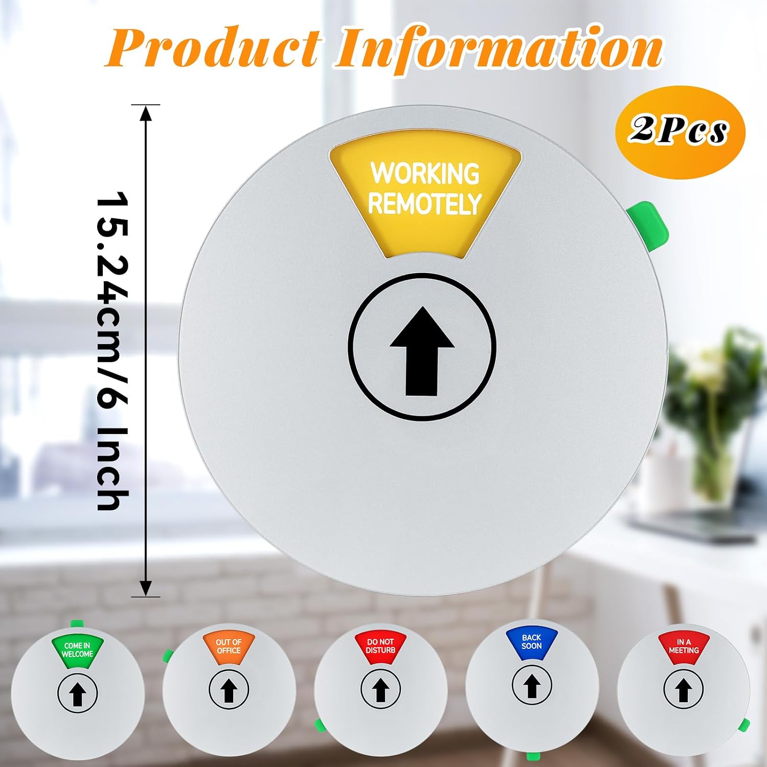 2 Pcs Office Door Sign, White Rotating Status Door Sign with 6 Options image 2