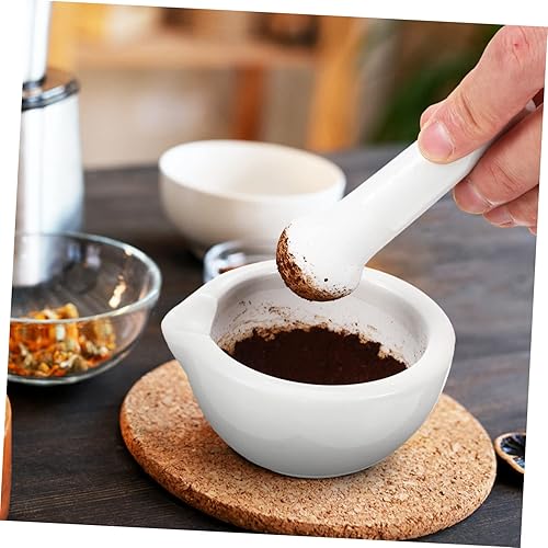 Miniatura 9 de Juego de 2 juegos de tazón de molienda de piedra, mortero de cerámica y píldoras de mortero de píldora, divisor de píldoras, molinillo de alimentos,