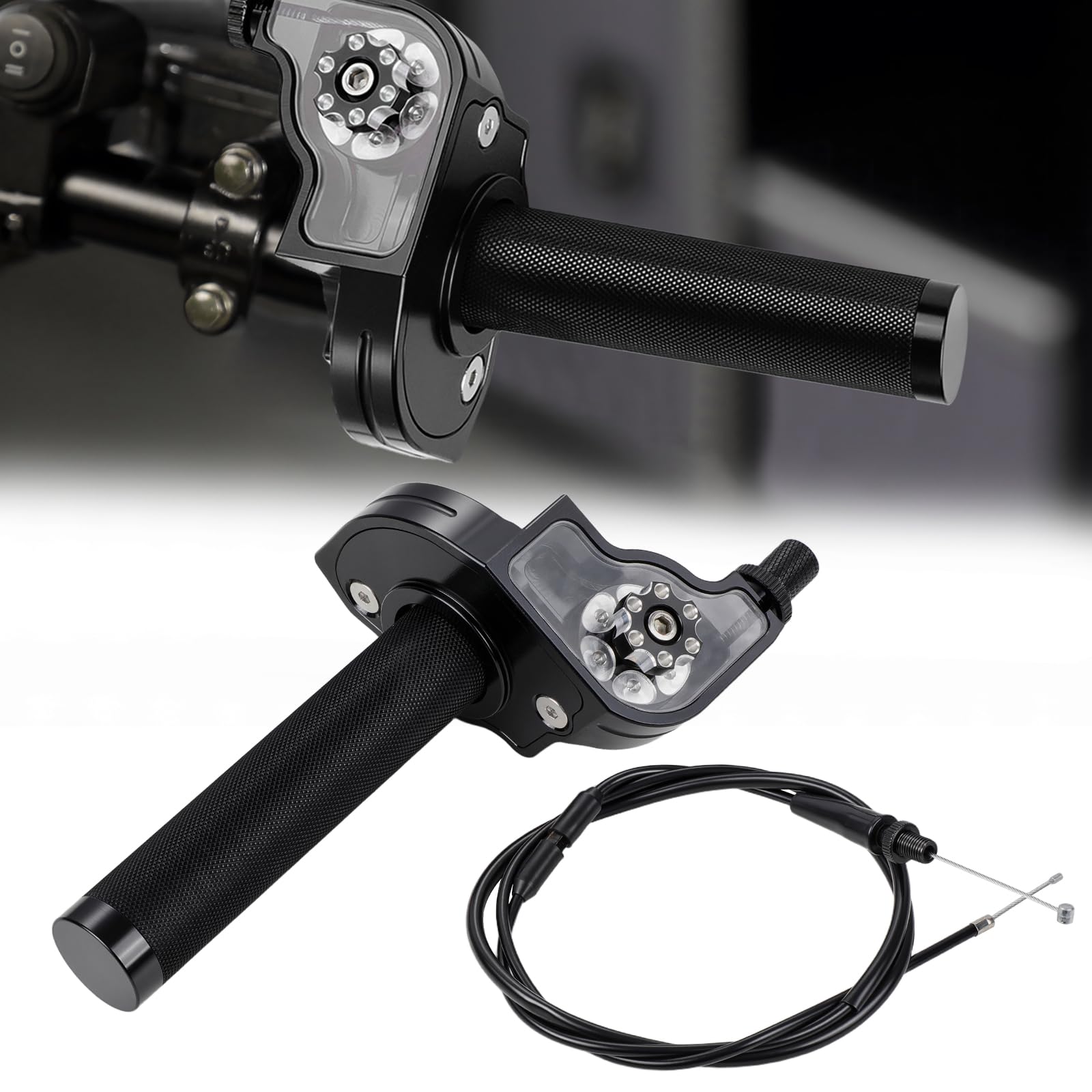 Gas Rapido Domino Moto 7/8'' 22mm Manopole Acceleratore Quick Draw Regolabile Universale per EXC SX XC XC-W EXC-F RR CR CRF CT200U YZ YZF PW WR TTR KLX KX KXF TE TX 50-250cc Pit Dirt Bike Scooter Nero