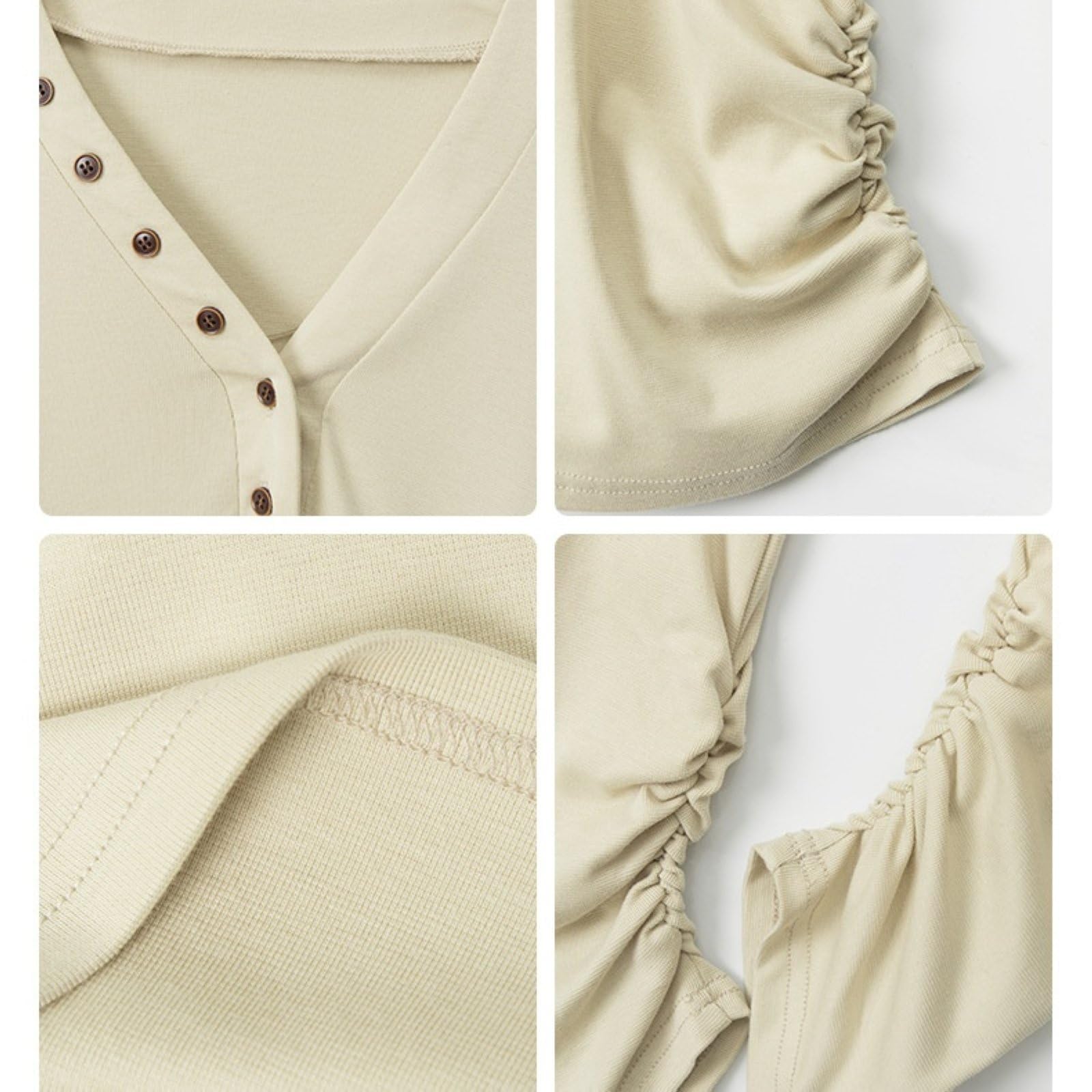 Top Basic A Manica Lunga Slim Fit Per Donna, Scollo A V Leggero E Alla Moda Con Plissettature
