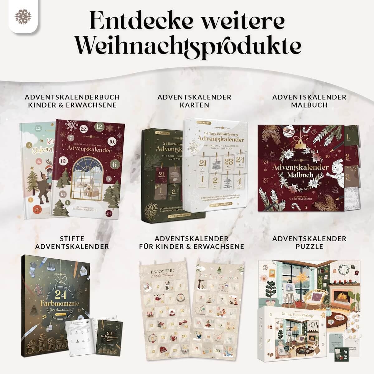 Lebenskompass® Adventskalender Jahresunabhängig Vision Board - Erreiche Deine Ziele - Achtsames Workbook mit wertvollen Aufgaben - Geschenk für die Adventszeit mit Bildern, Sprüchen und Stickern