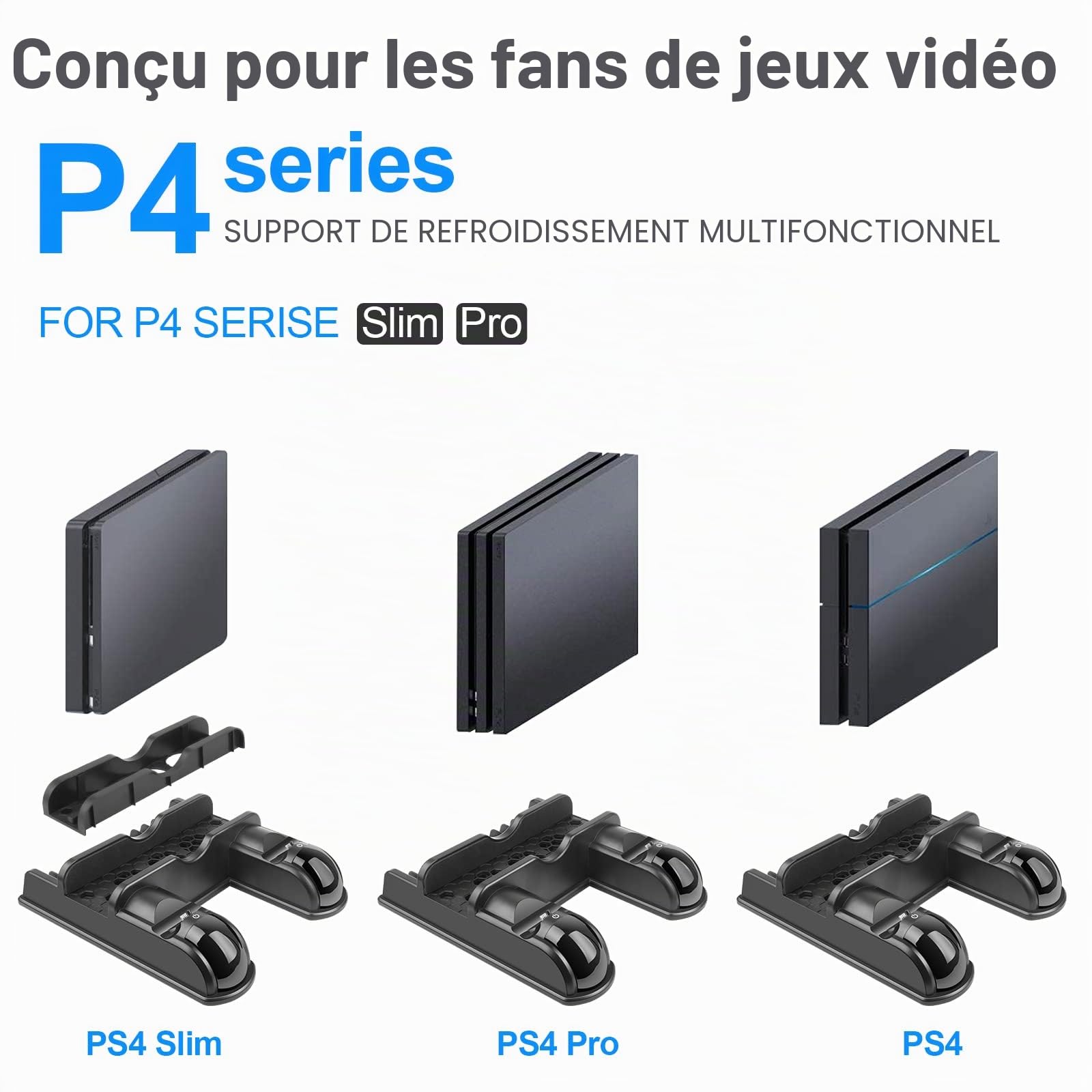 Labtec Support PS4 avec Ventilateur de Refroidissement et Station de Charge Double Manette pour Playstation 4/Slim/Pro, 12 Emplacements de Jeu, Accessoires