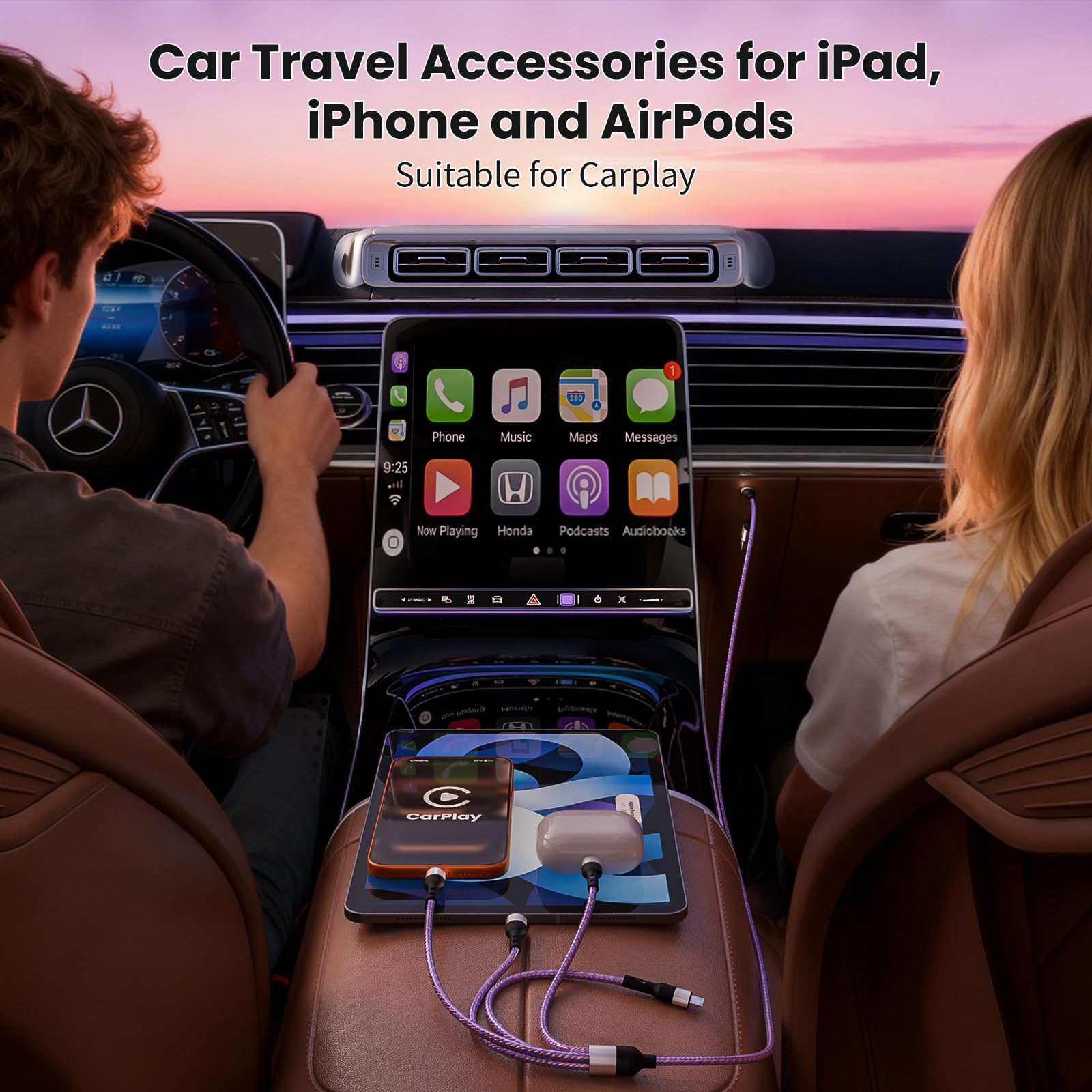 Stocking Stuffers-4 in 2 Multi cavo di ricarica con doppia USB C, IP e micro USB, caricabatterie per più dispositivi, cavi USB A/C per iPhone 17-11, Android, iPad, ricarica e