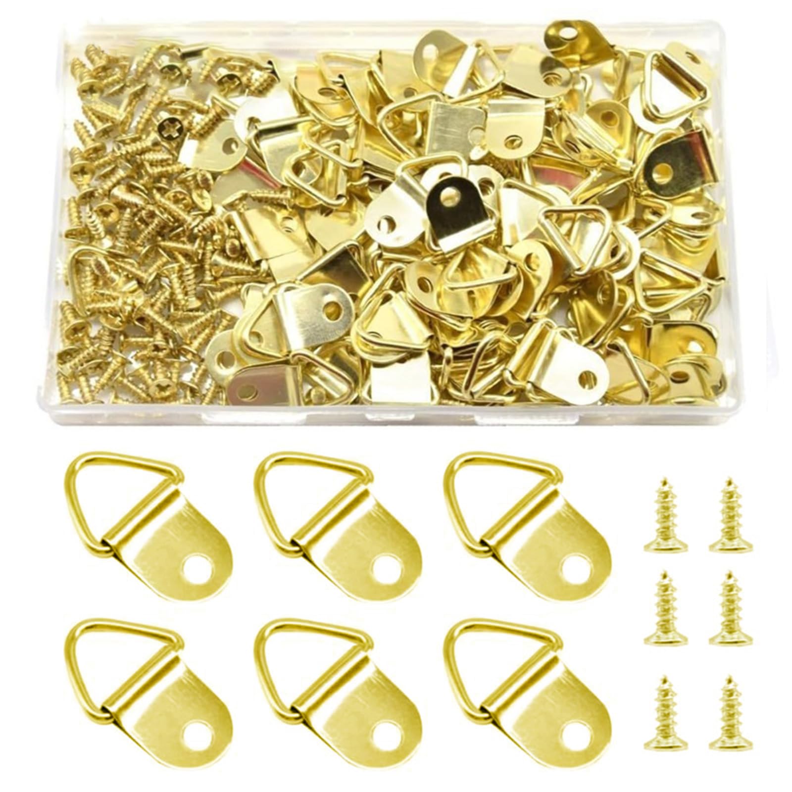 Yrohgkpn Yellow 100Pcs Single Hole Hangers Triangles D Rings With Screws And Remove Picture Hangings Hook Hangings Hook