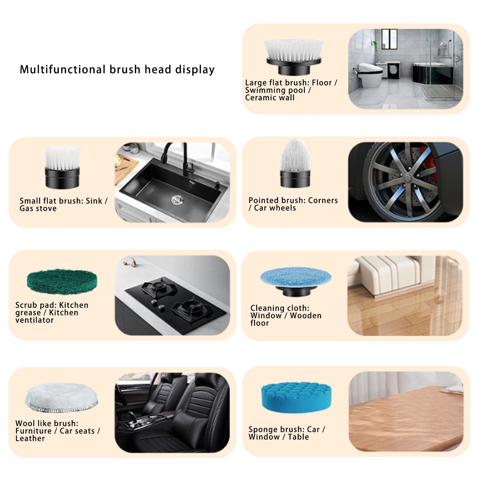 Naroote Cepillo Eléctrico Giratorio, Cepillo de Limpieza Inalámbrico con Ángulos Ajustables y Cabezales Reemplazables, Accesorios de Limpieza Automáticos Manuales para Cocina, Baño