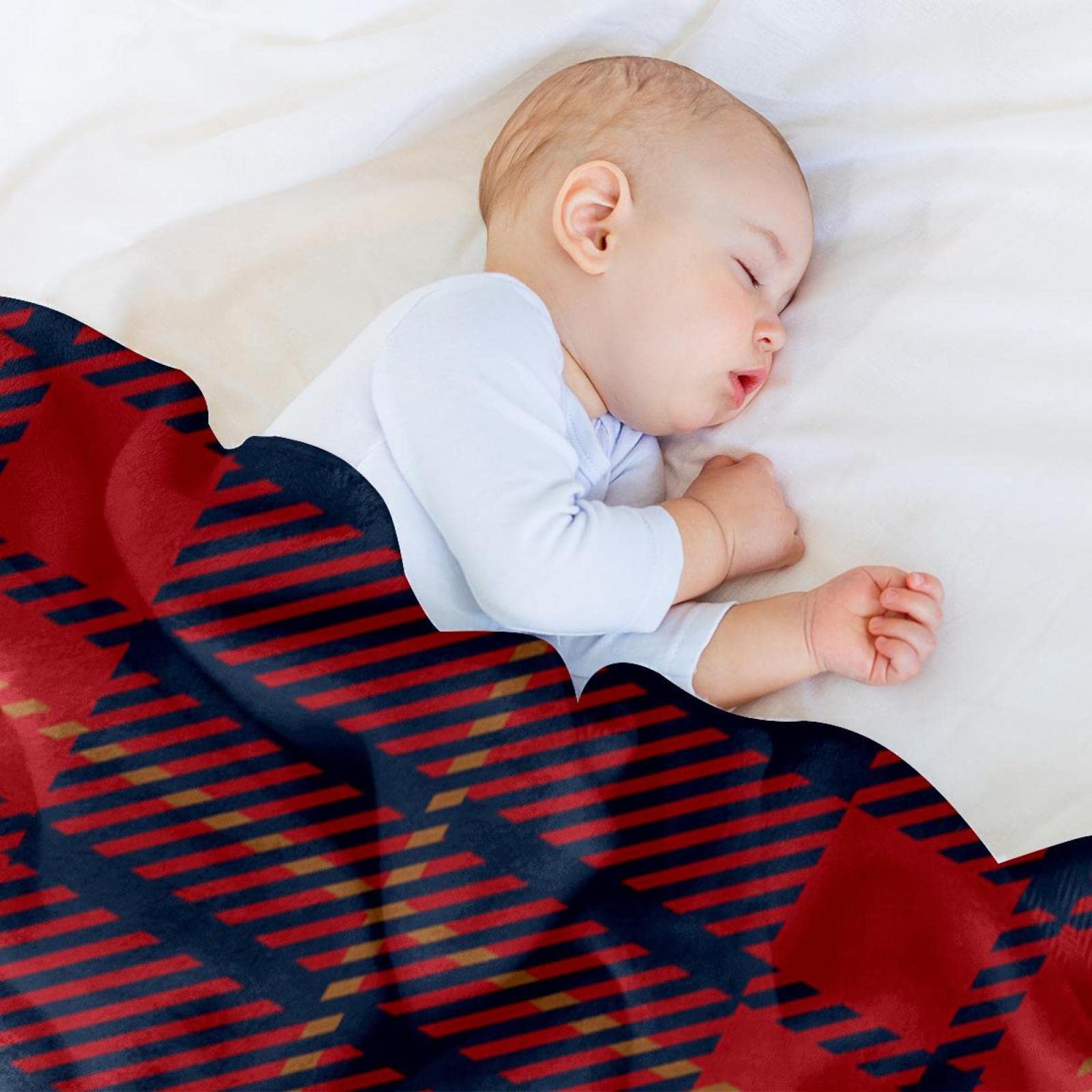 Manta de forro polar, súper suave, lujosa manta de ropa de cama azul oscuro, rojo y negro a cuadros