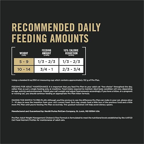 Miniatura 6 de Purina Pro Plan Weight Control Dry Cat Food, Chicken and Rice Formula - 7 lb. Bag