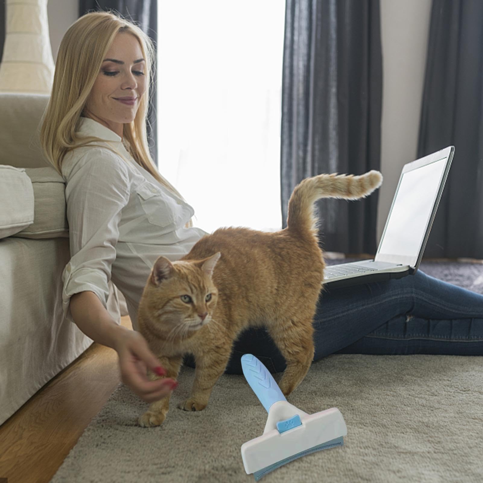 Cepillo deshedder para gatos, cepillo de aseo de acero inoxidable | para perros, agarre cómodo, cepillo eficiente de limpieza de de gato, ergonómico para mascotas, gatos y perros