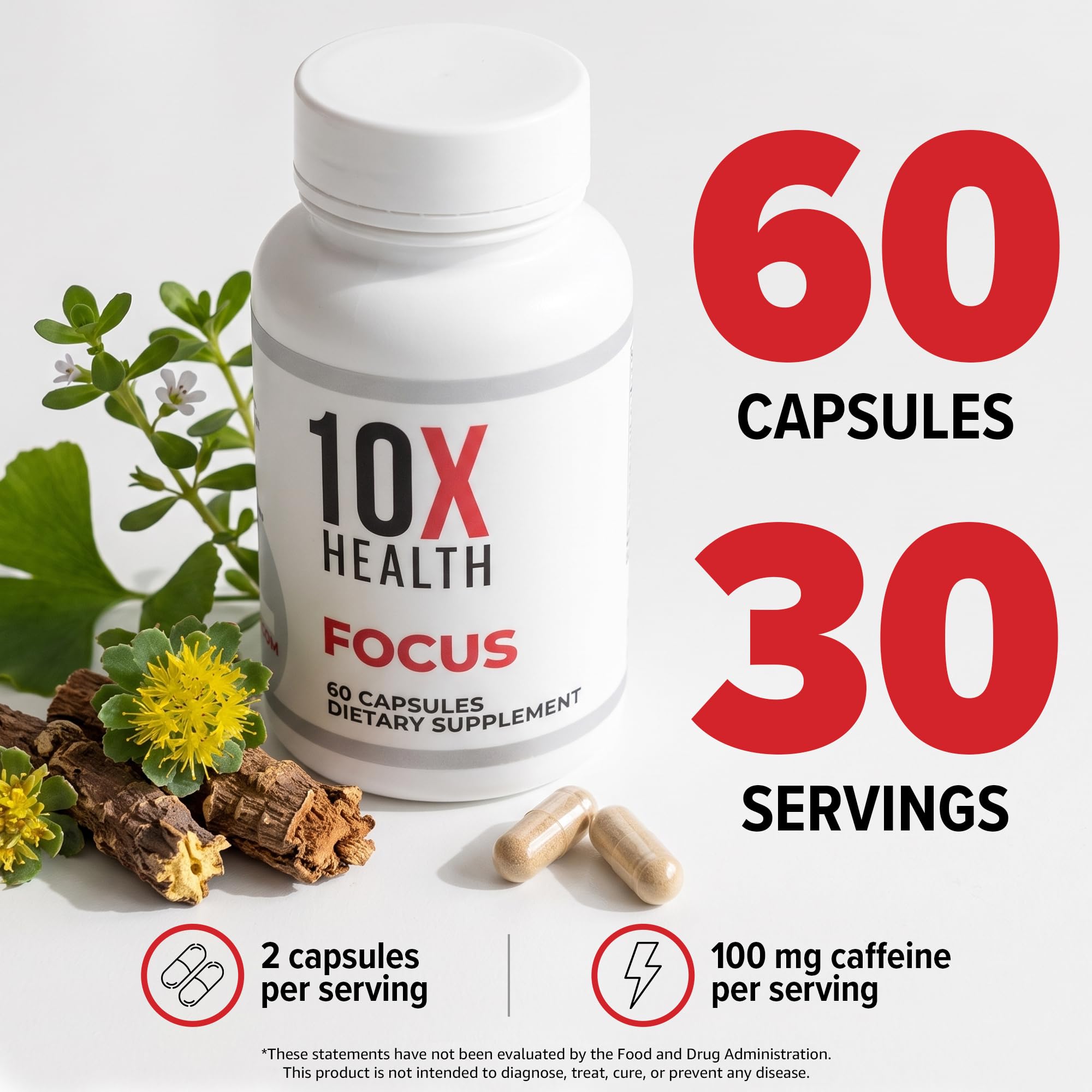 10X Health Focus Supplement - 60 Capsules — Amazon image 3