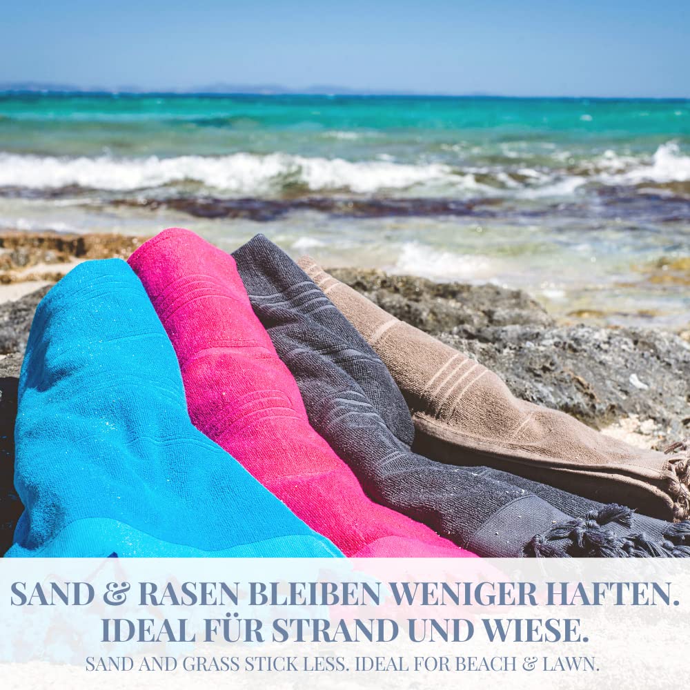 Carenesse 2 in 1 Hamamtuch 90 x 190 cm türkis I Zweiseitiges Hamam Handtuch 100% Baumwolle: Glatt & Frottier I Pestemal/Fouta saugfähig & hygienisch I Hamam Strandtuch/Saunahandtuch kompakt | Zweiseitig: Glatt & Frottier, 100% Baumwolle, Saugfähig & hygie