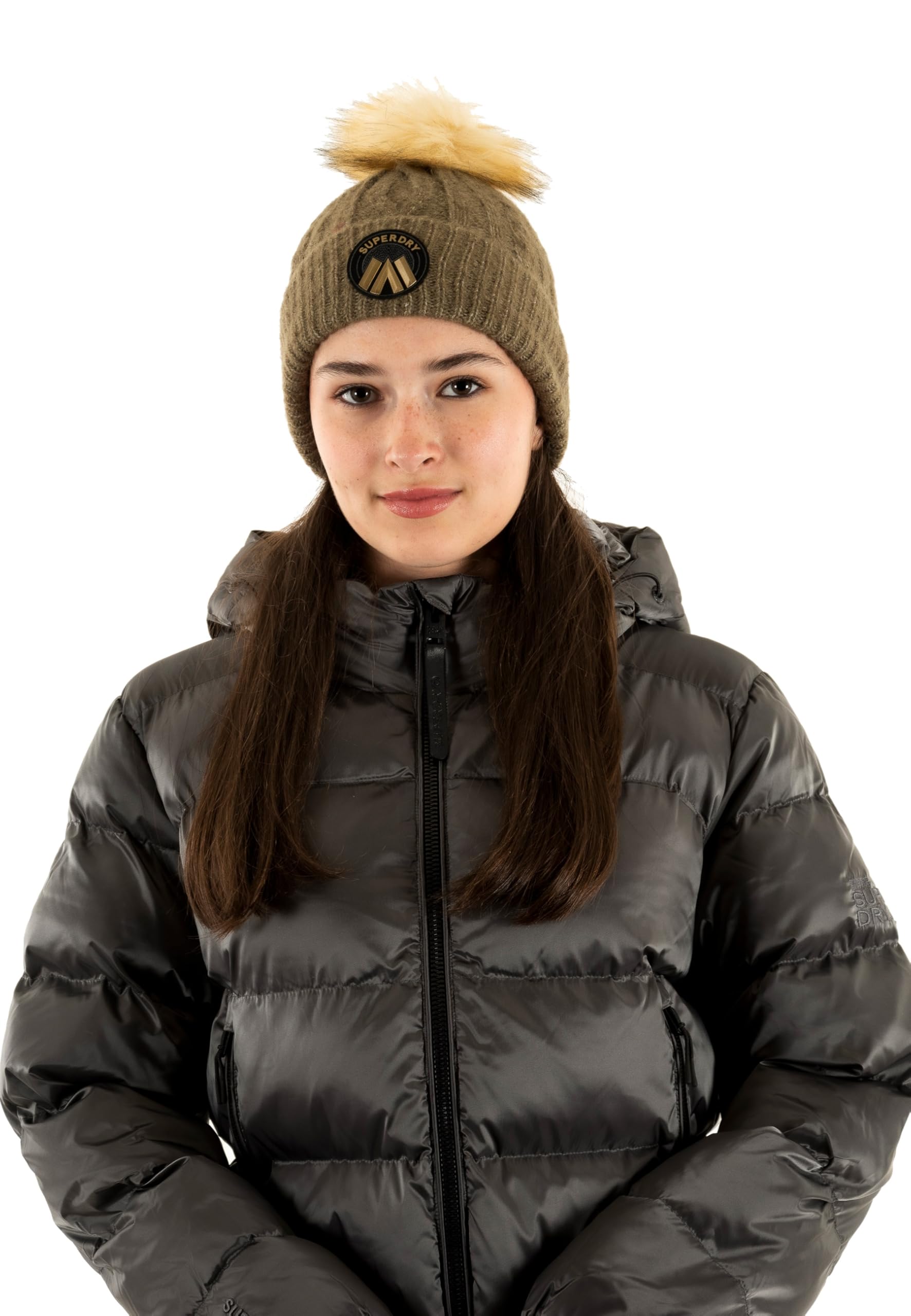 Superdry Damska luksusowa czapka beanie ze wzorem warkocza