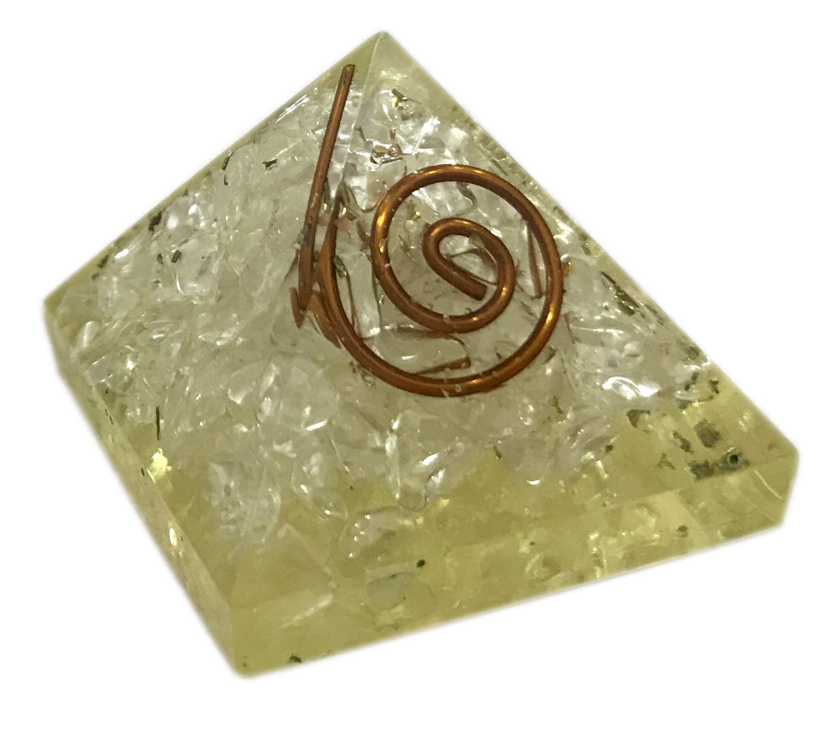 Aatm Clear Crystal Pyramid with Copper – Handmade Decorative Gemstone for Spiritual