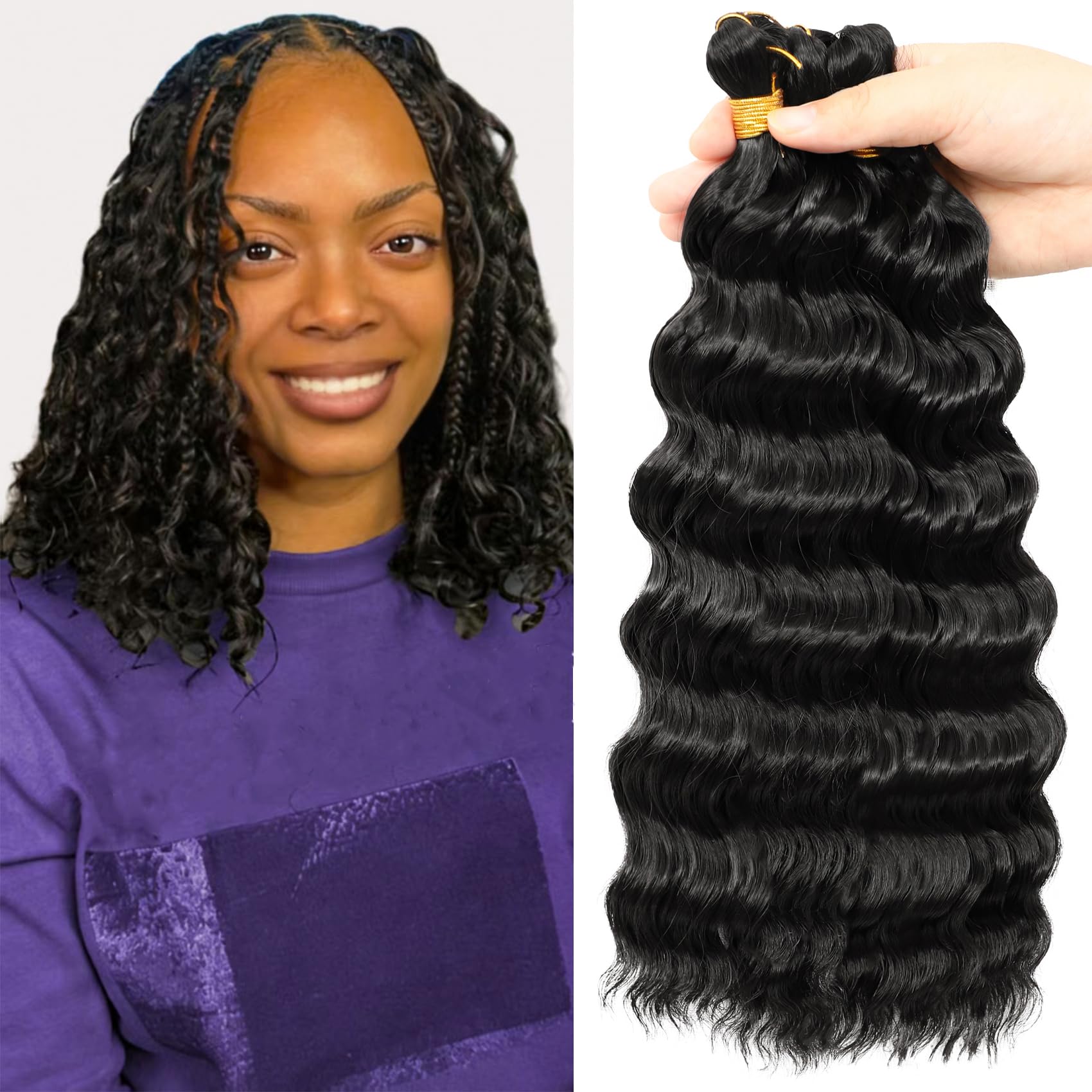 Photo 1 of Eerya 12 Inch Deep Wave Braiding Hair - 4 Packs