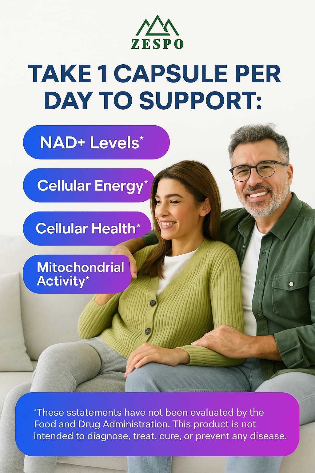 ZESPO NAD Supplement with Magnesium Glycinate, L-Theanine & Chamomile | 90 Vegetarian Capsules 2