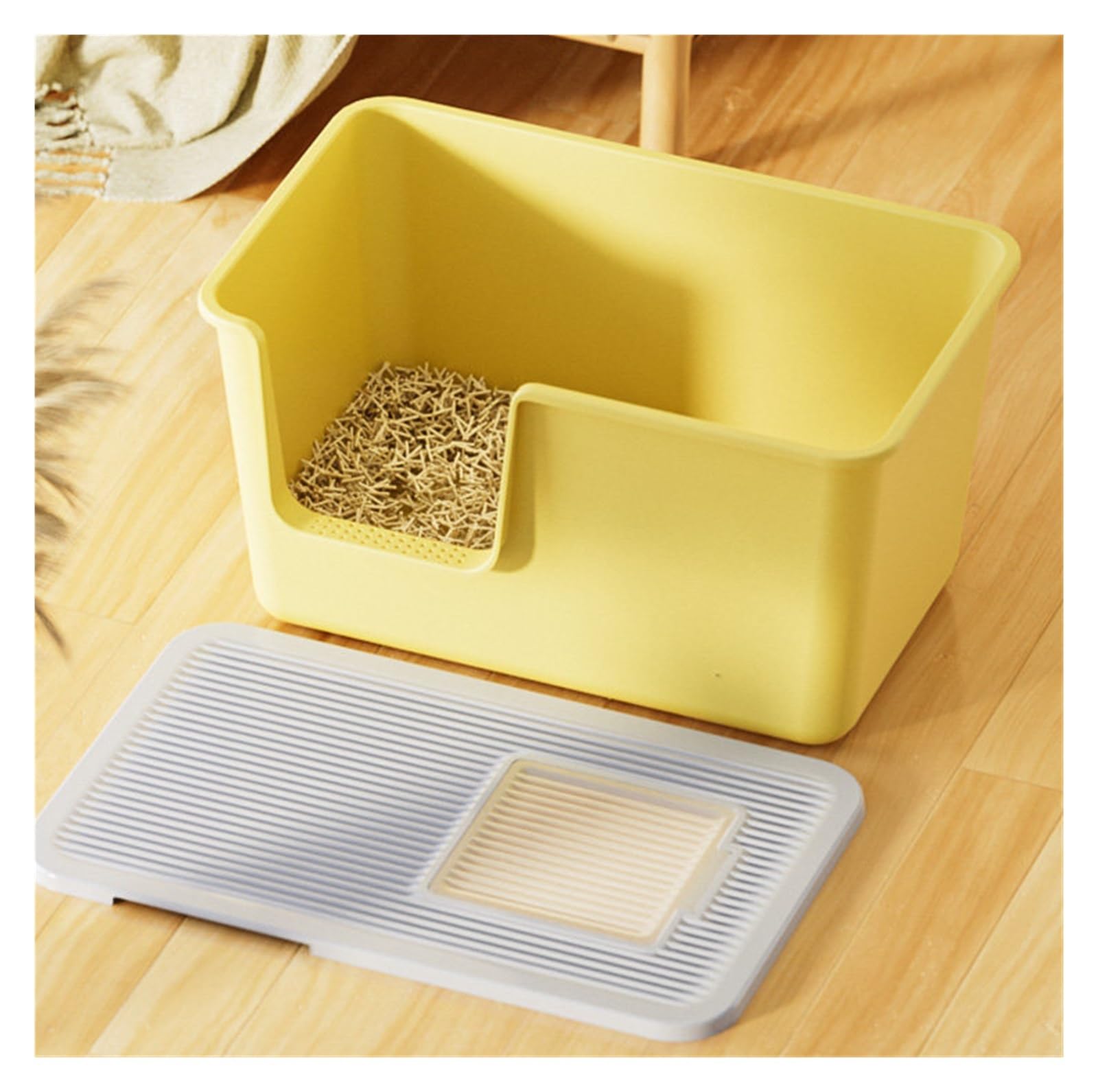 Caja de Arena for Gatos Cerrada con Tapa, Bandeja de Arena extraíble de Lados Altos y Grandes, Inodoro for Gatitos de fácil Limpieza for Interiores(Grey)