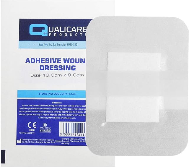 Qualicare 25 X 10CM x 8CM PREMIUM STERILE FIRST AID ADHESIVE WOUND CUT FABRIC LARGE PLASTER DRESSINGS