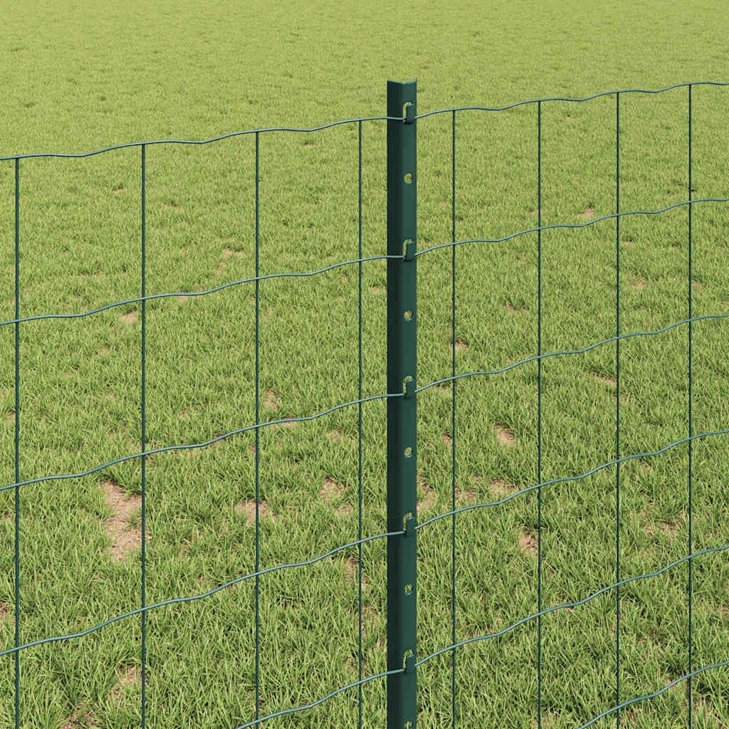 Green Garden Fence 1 x 10 m Steel PVC Privacy Screen Panels with Posts Modern Design Durable for Outdoor Yard Patio Dog Barrier