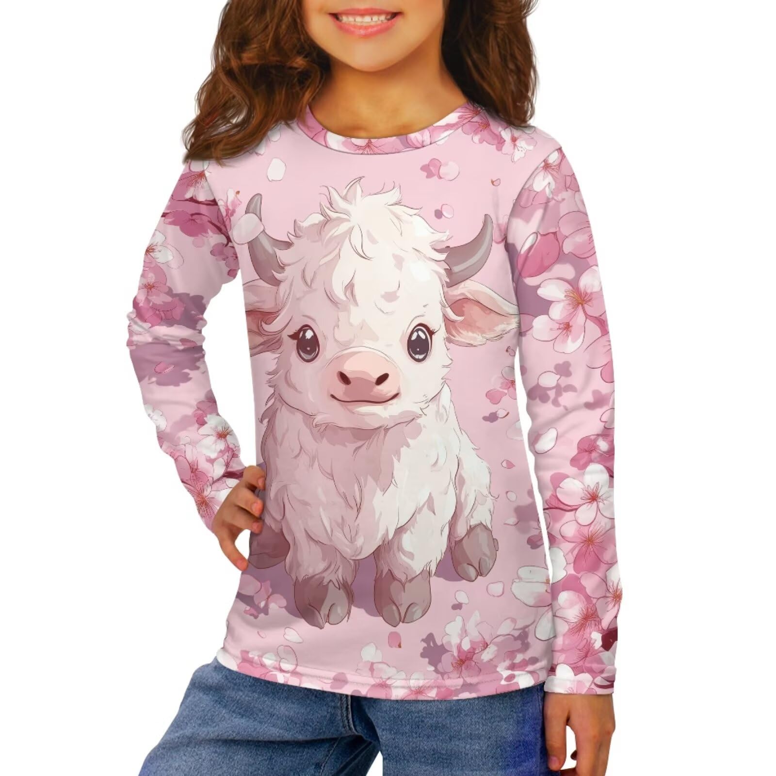 Long Sleeve Shirts for Girls Winter Tops 3-16t Cartoon T Shirts for Fall Clothes