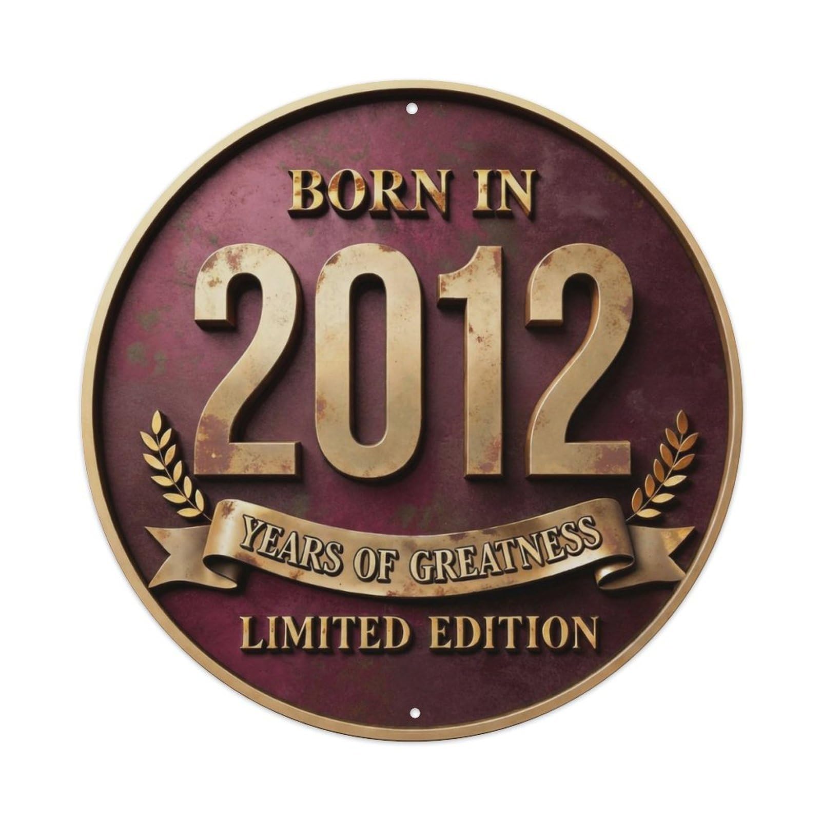 Okahys 8X8inch(20X20cm) Born In 2012 Years Of Greatness Year-Themed Birthday Gift Metal Tin Sign