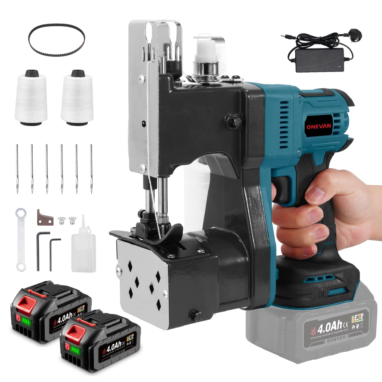 ONEVAN Cordless Bag Closing Machine, Brushless, Sewing up to 6mm Thick