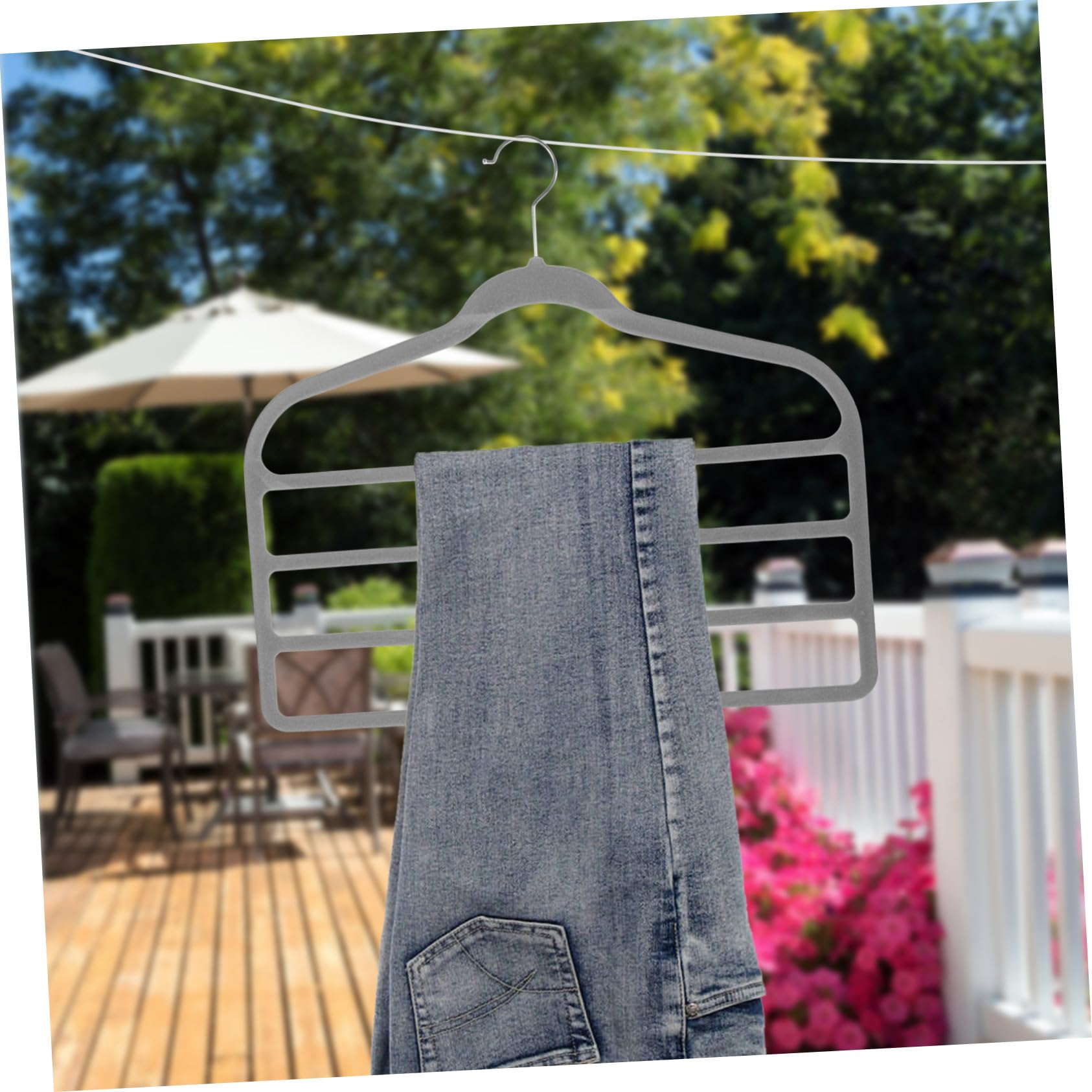 SOLUSTRE Perchas Ahorro Plástico Piezas Multicapa 10 para Gris Pantalones Antideslizante de Resistente Espacio Organizador para Ropa, Bufandas y Corbatas Doméstico para Armario
